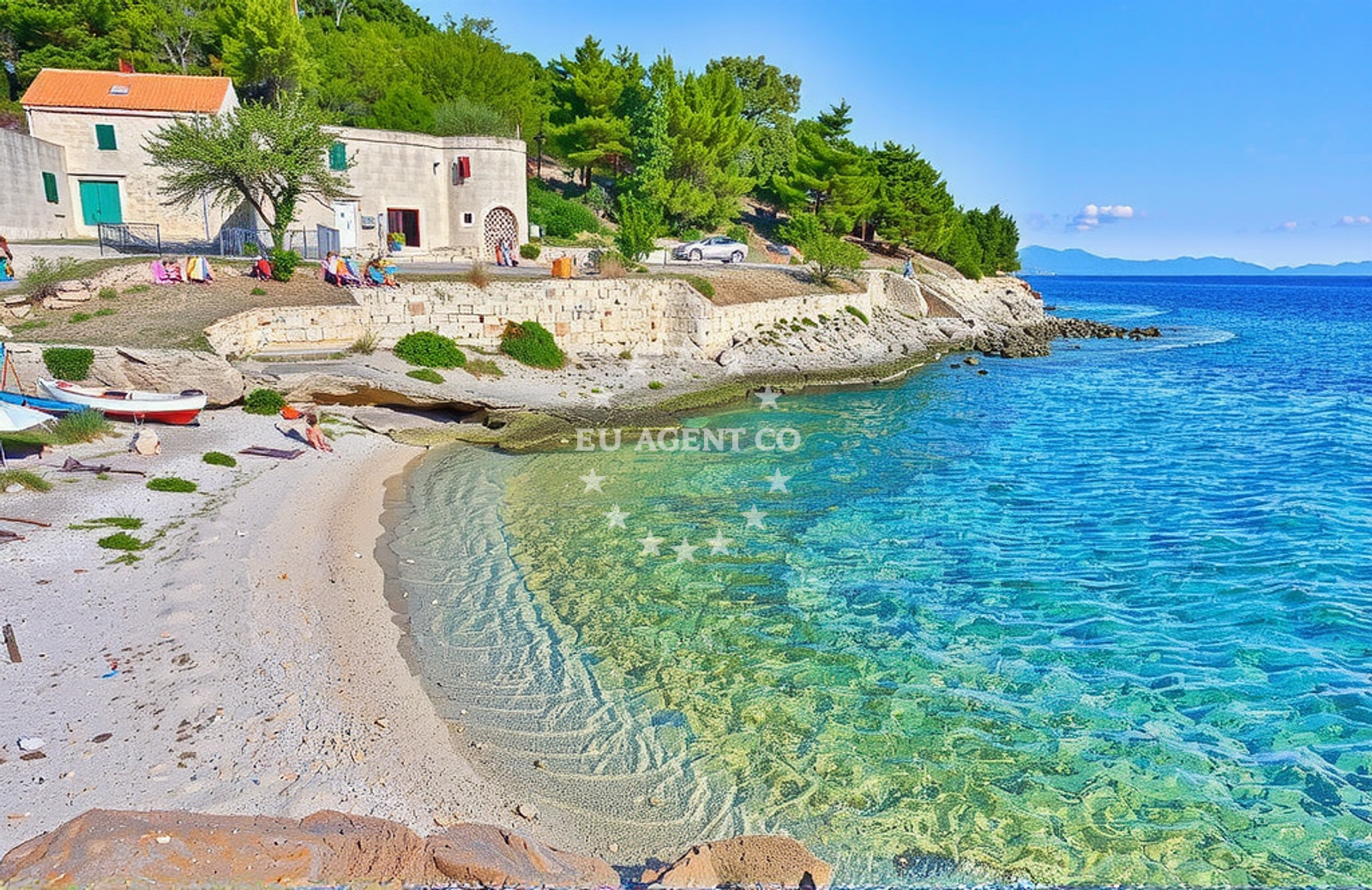 Beach facilities and surroundings at Veli Črvanj, Zastražišće (Hvar) in Veli Črvanj