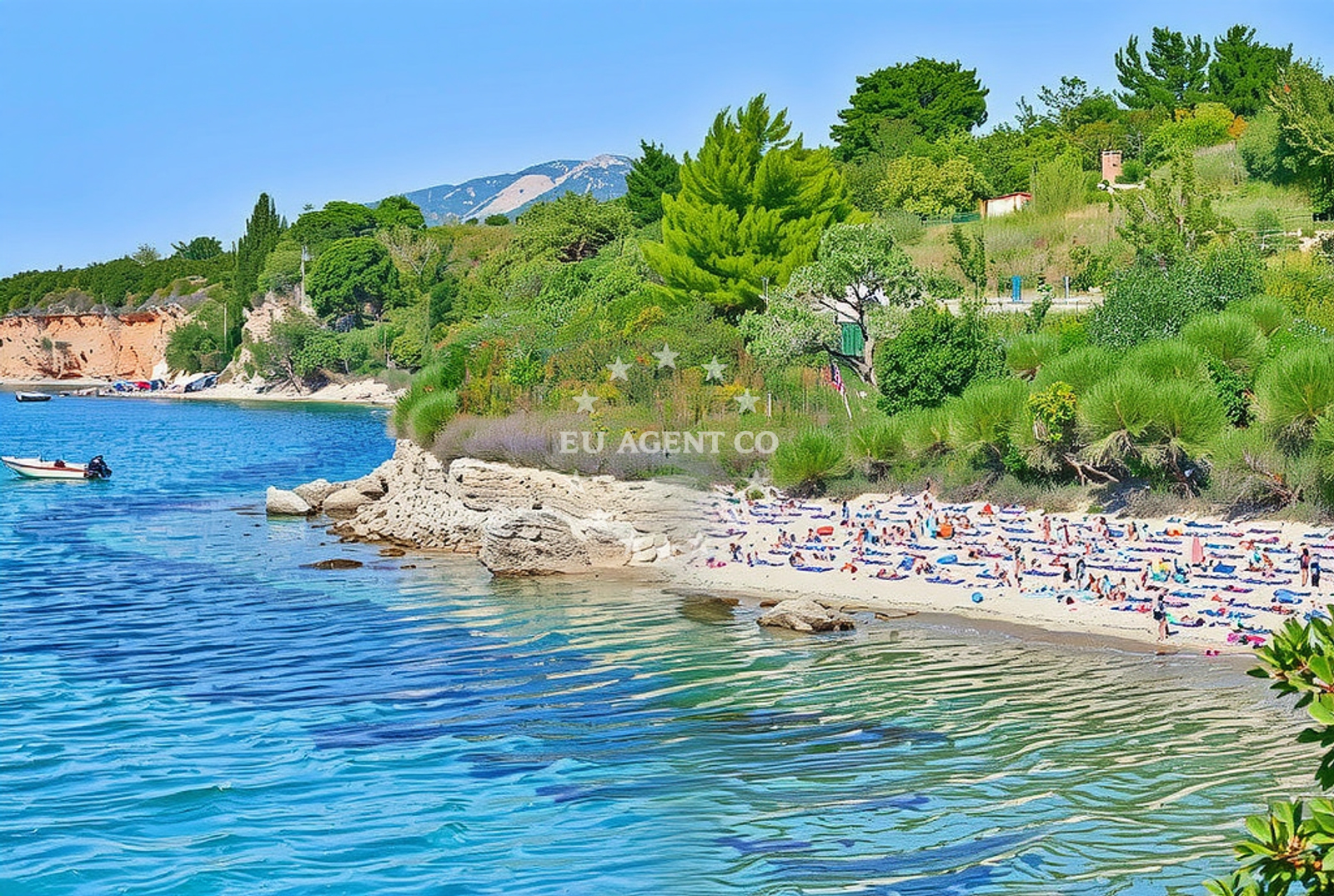 Sea and coastal view of Veli Pelin, Barbat na Rabu (Rab) in Veli Pelin