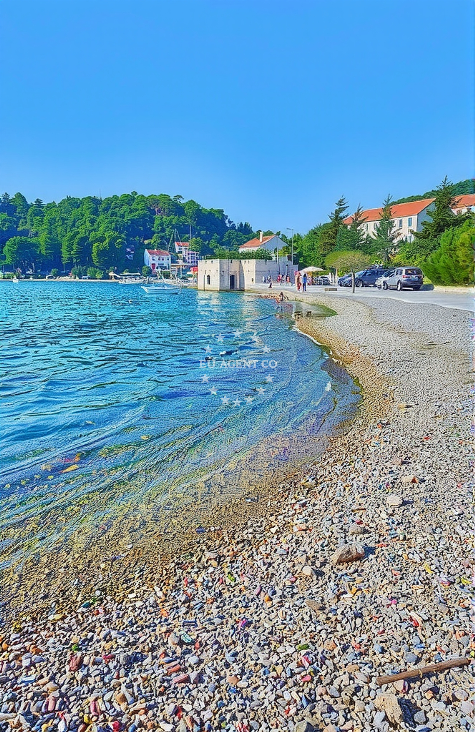 Beach facilities and surroundings at Velika Klačina, Suđurađ (Šipan) in Velika Klačina