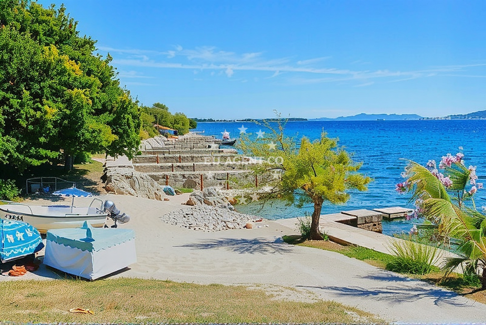 Shoreline and swimming area at Veliki mul, Kožino in Veliki mul