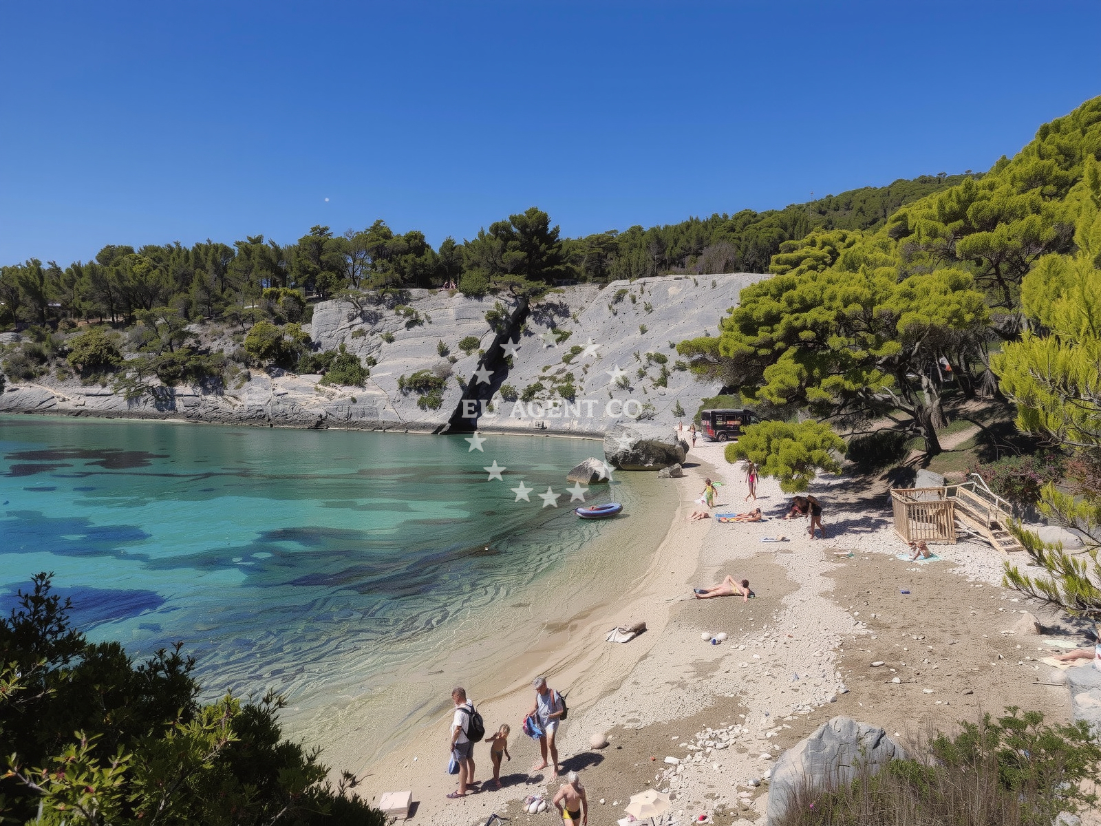Shoreline and swimming area at Velo Borce beach in Milna 11, Hvar