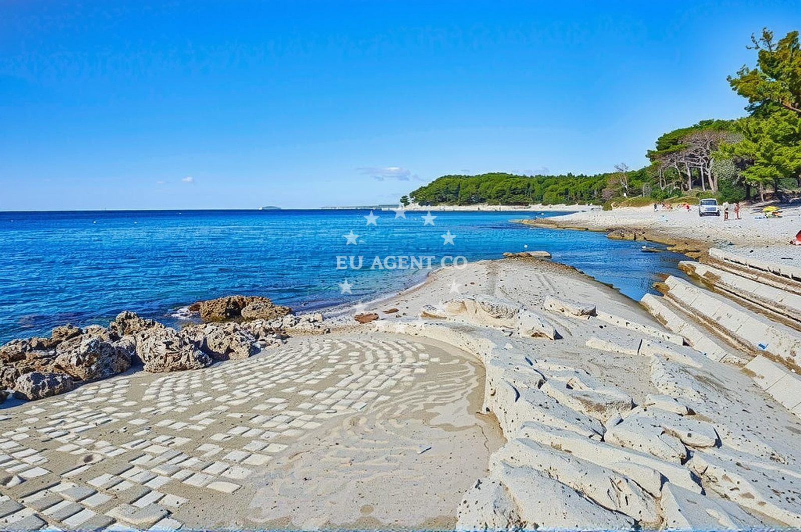 Sea and coastal view of Vespera, Mali Lošinj (Lošinj) in Vespera
