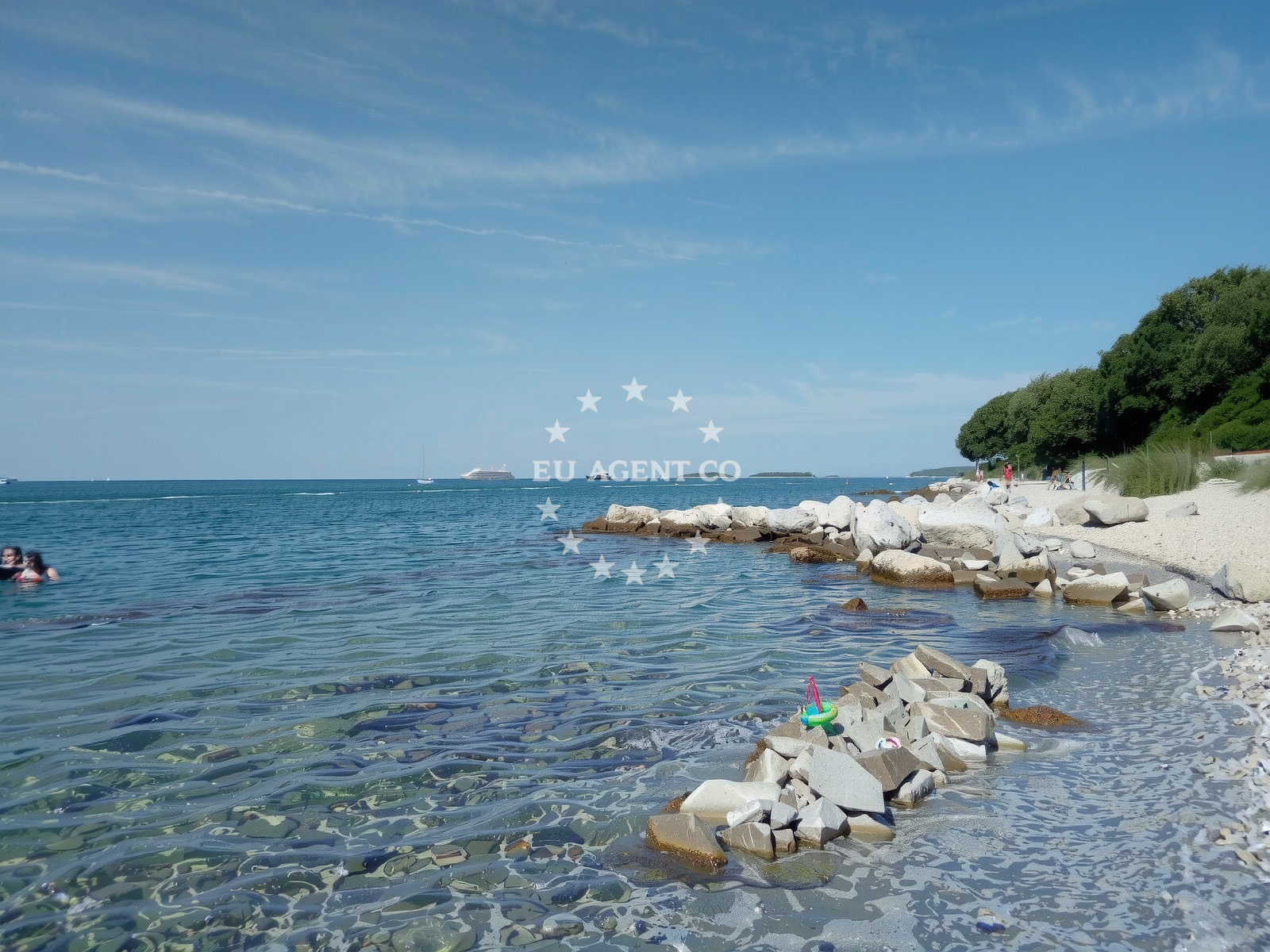 Sea and coastal view of Vestar beach in Vestar 1, Rovinj