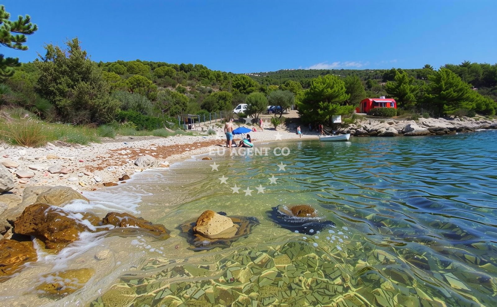 Sea and coastal view of Vinisce beach in Kameli?ina 18B, Vinišće
