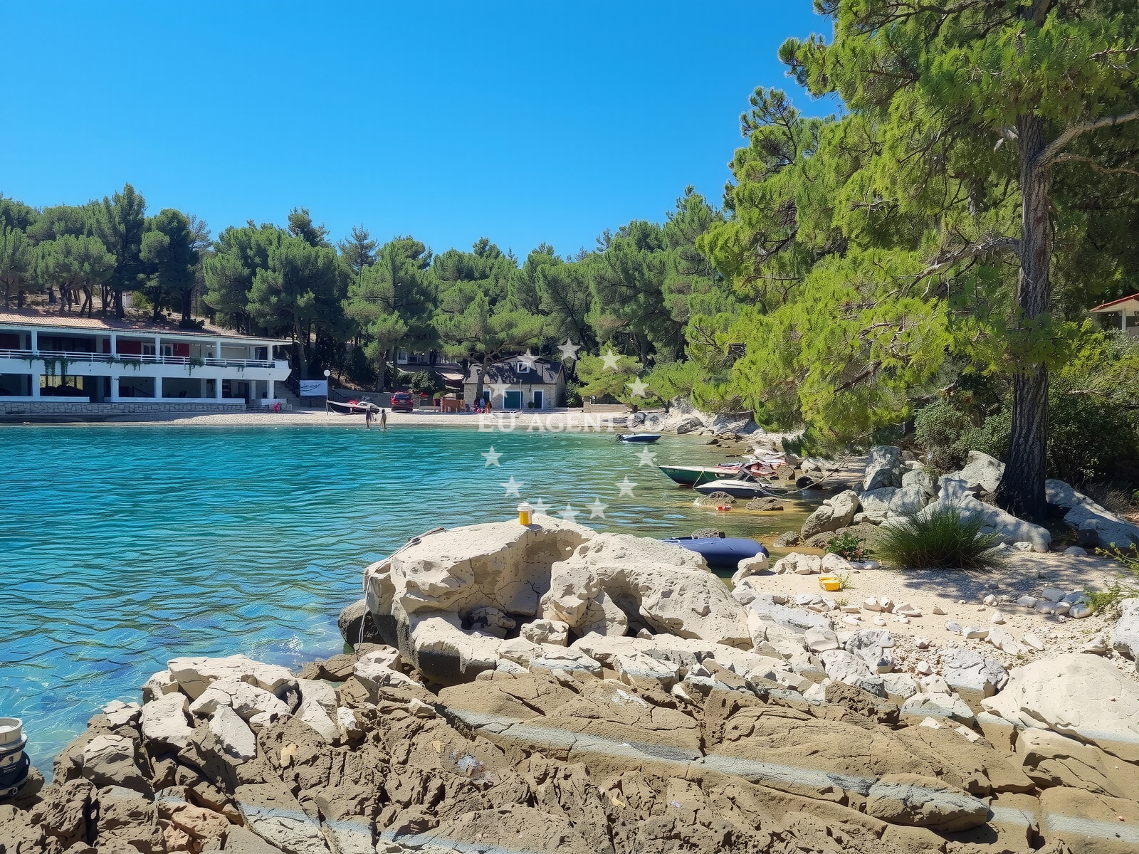 Sea and coastal view of Vira Beach in Uvala Kalober 3 (Pribinja), Hvar