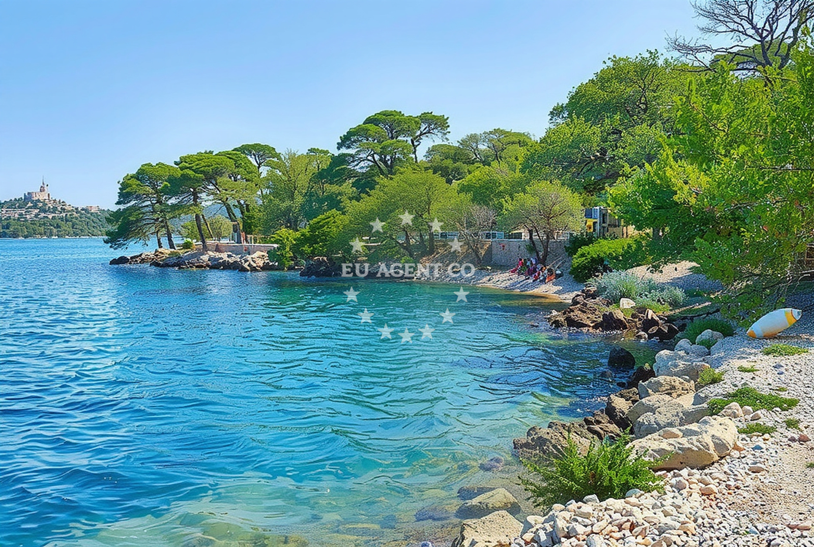 Shoreline and swimming area at Vježbalište istok, Šibenik in Vježbalište istok