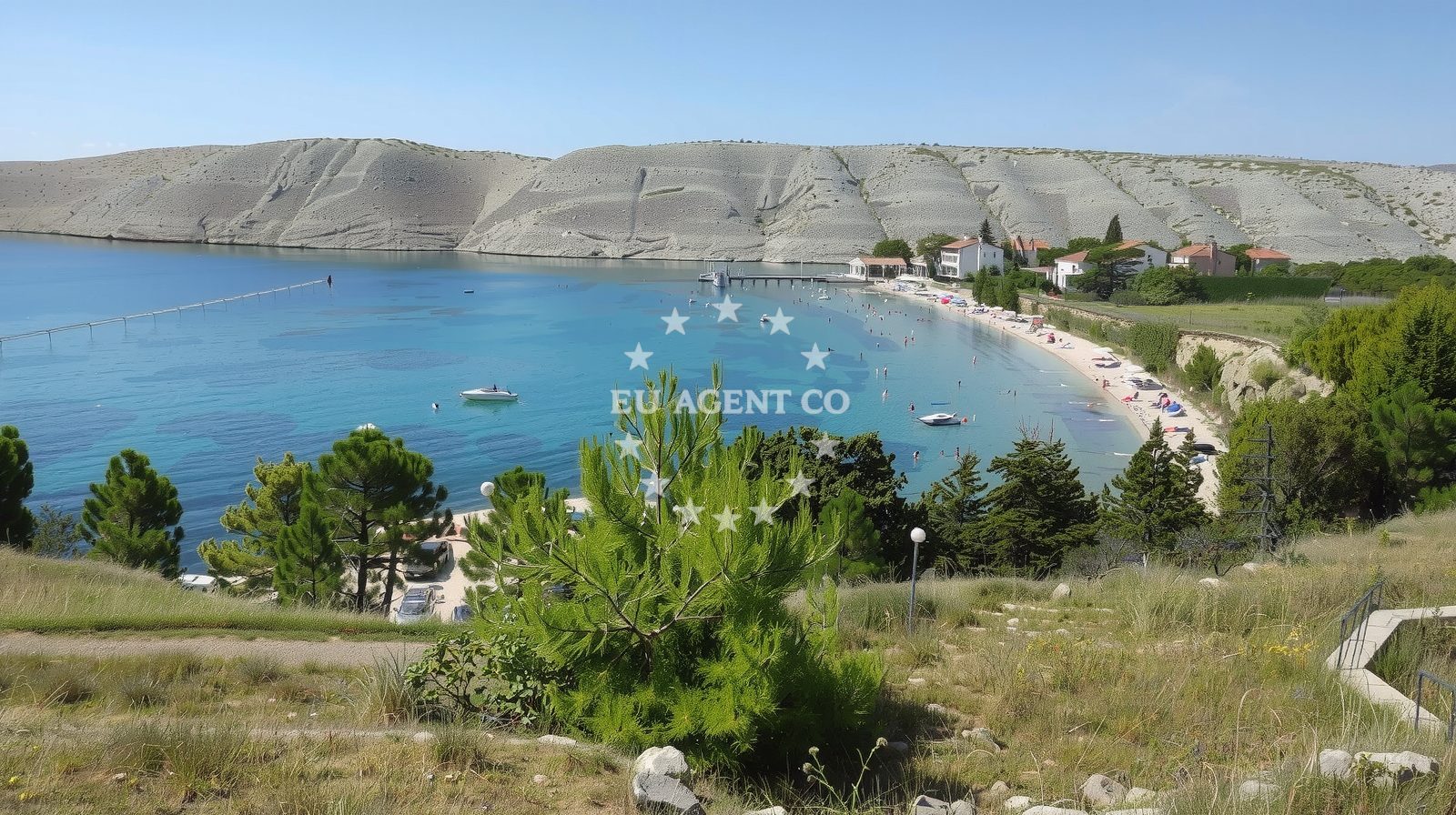 Shoreline and swimming area at Vlasici beach in Put Magazina 14, Vlašići