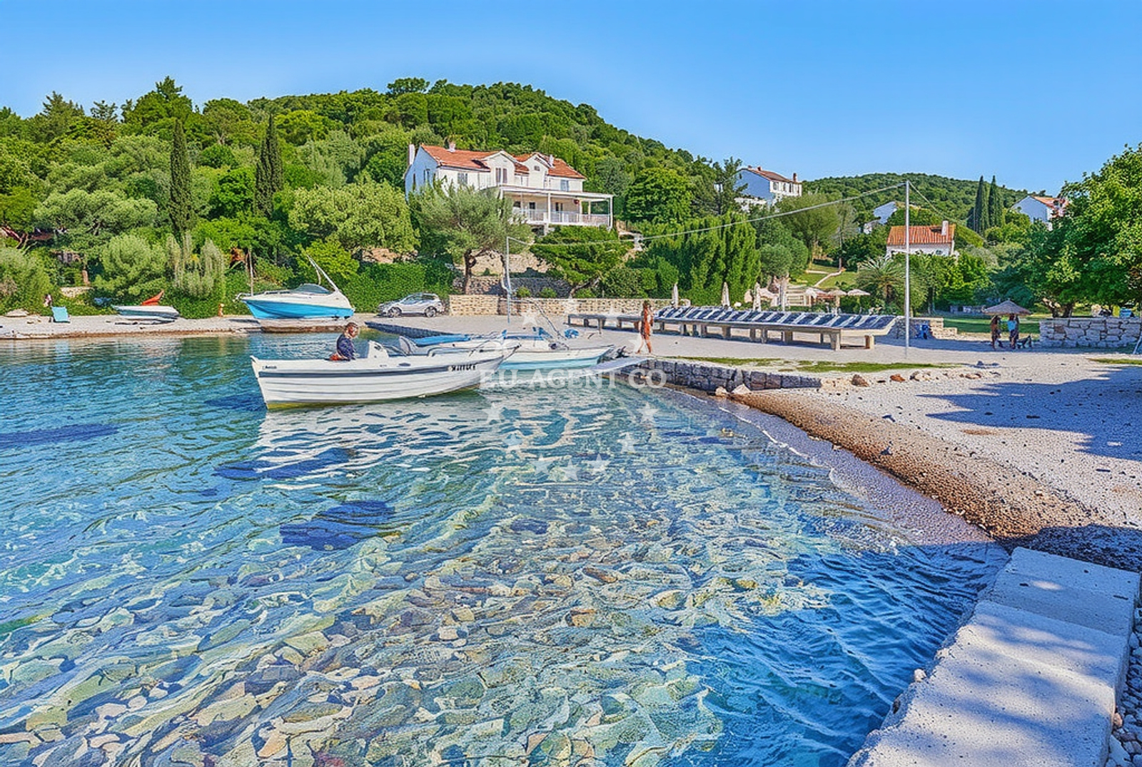 Beach facilities and surroundings at Vrbovica, Žrnovo (Korčula) in Vrbovica