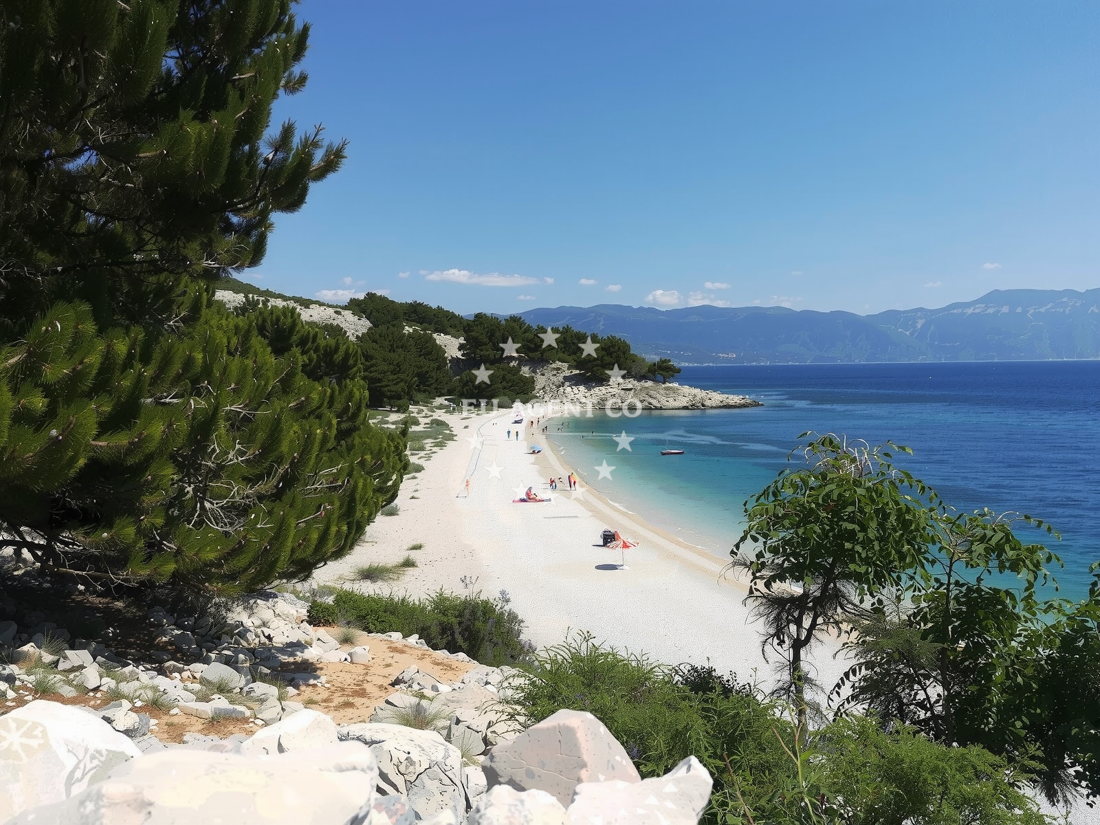 Beach facilities and surroundings at Vrezenica in Kricin, Baška