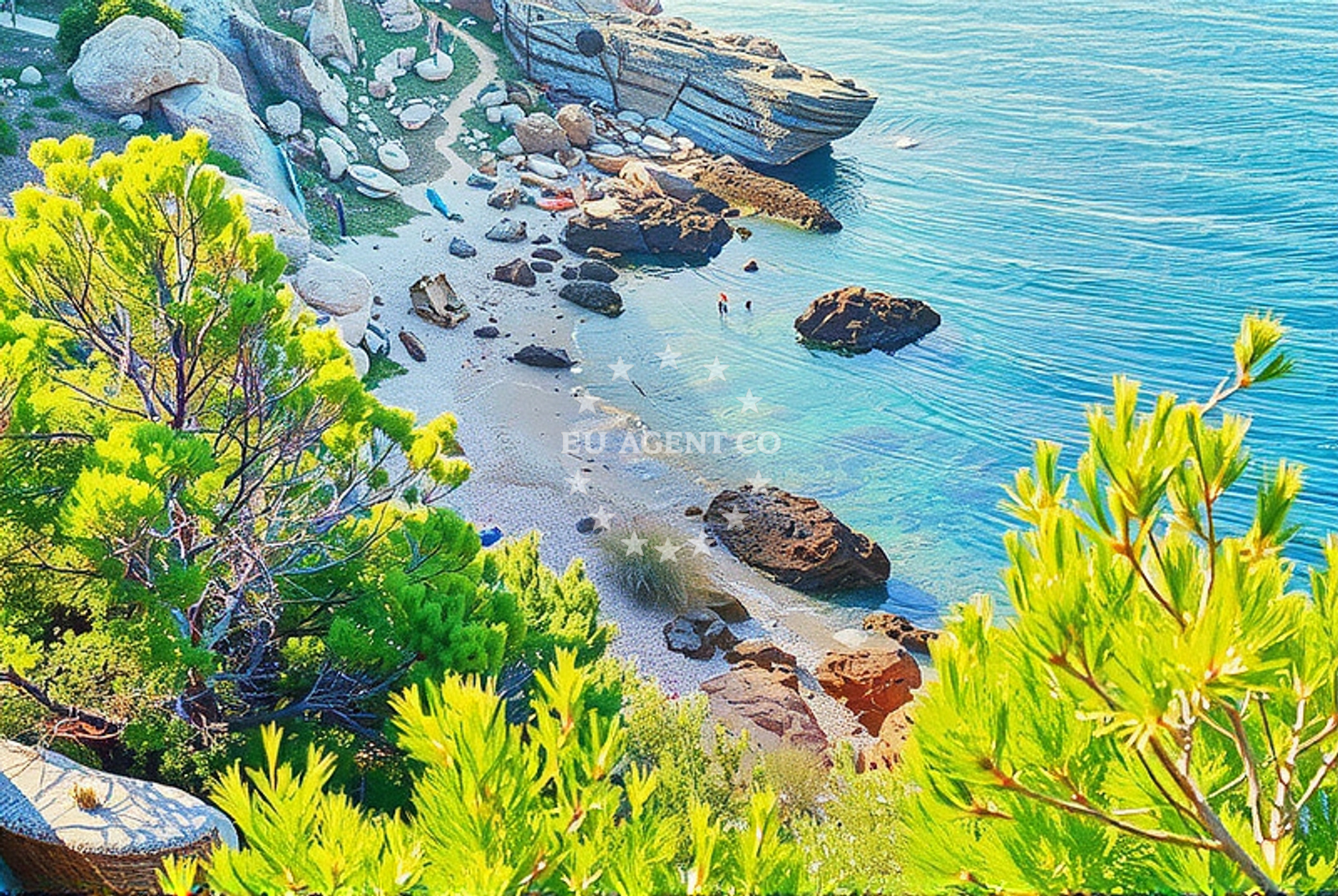 Beach facilities and surroundings at Vruja FKK Beach in Borićak 7, Brela