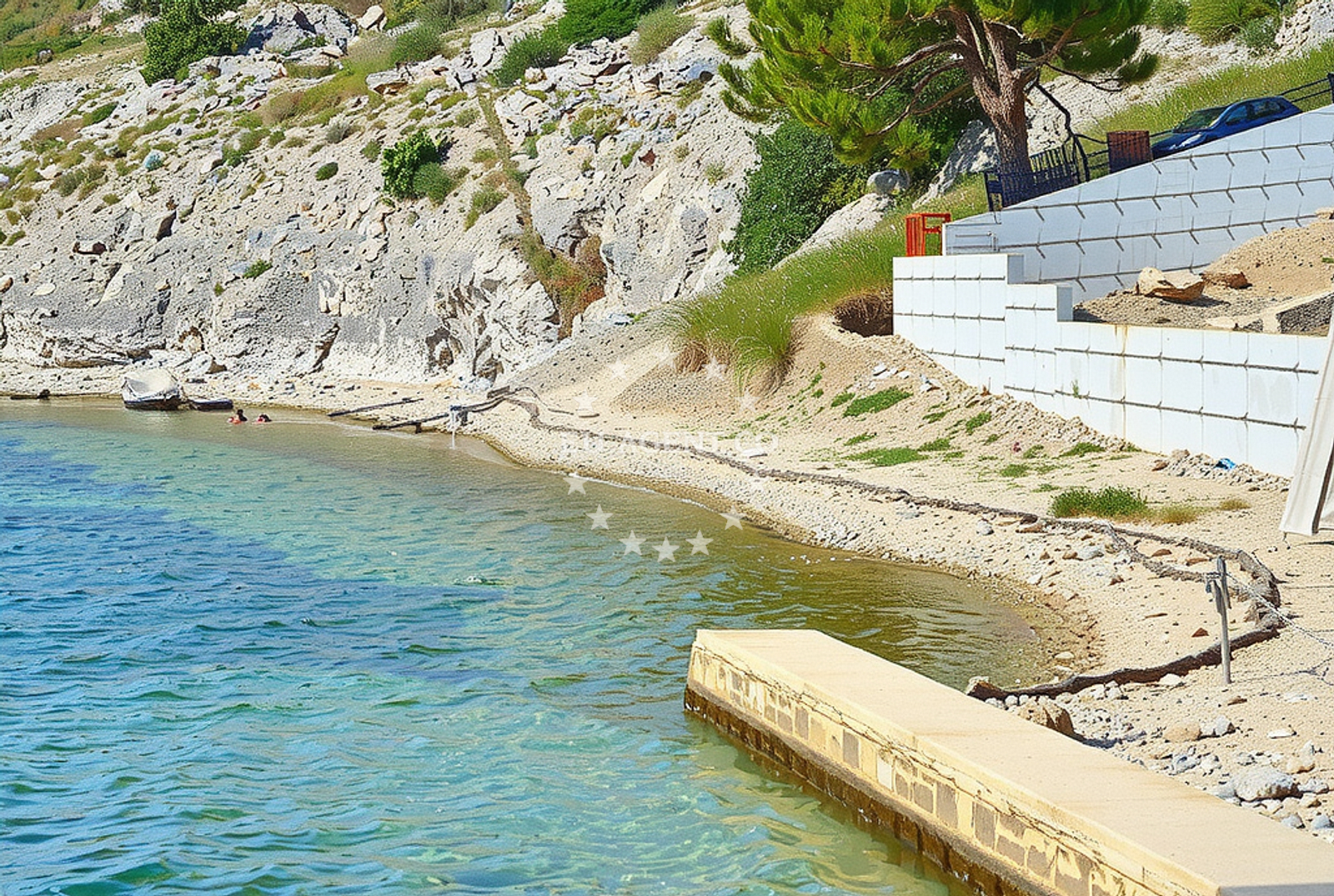 Shoreline and swimming area at Vrulja (dog beach), Rtina in Vrulja (plaža za pse)
