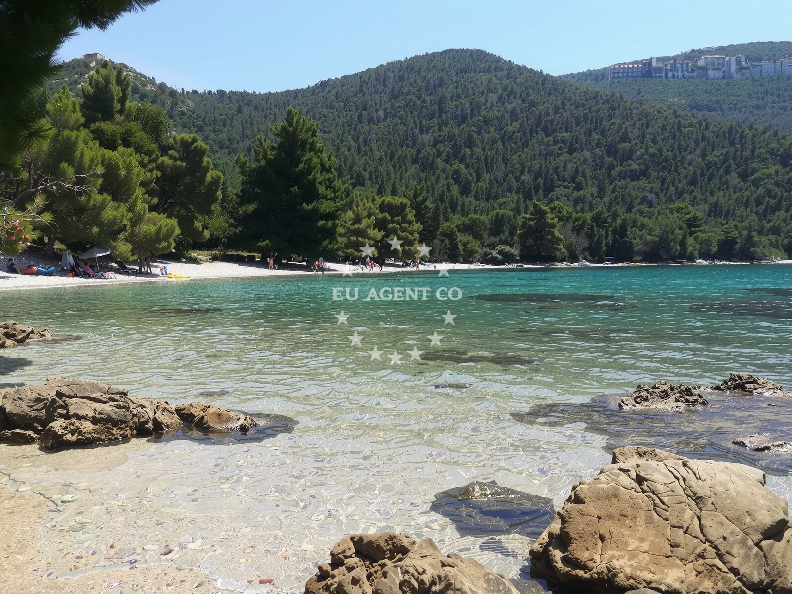 Shoreline and swimming area at Vucine beach in , Žuljana
