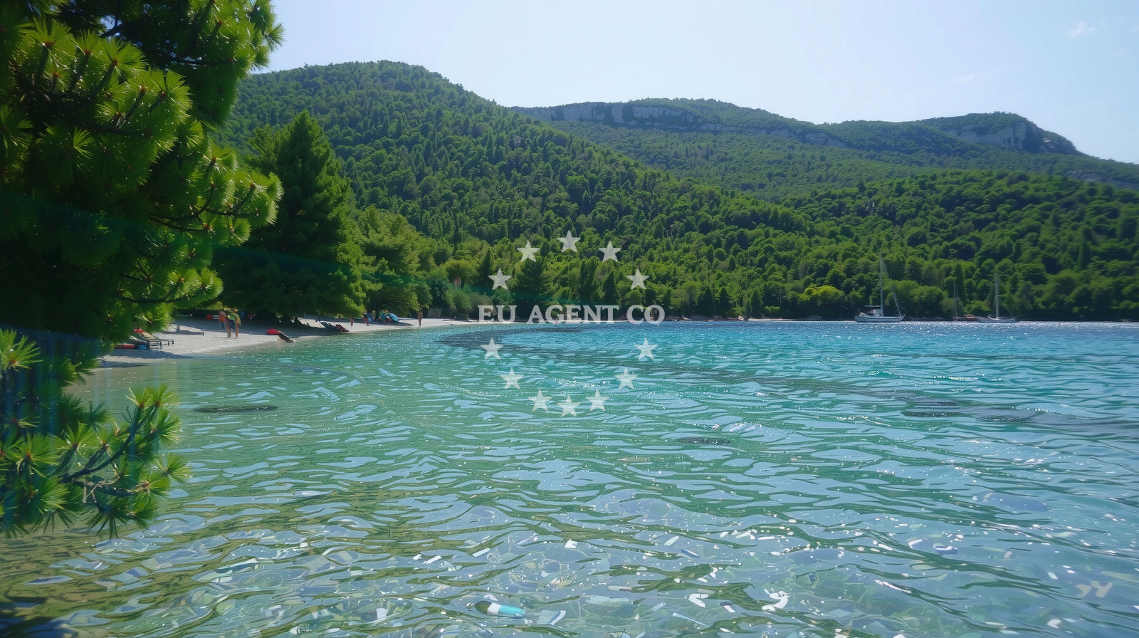 Beach facilities and surroundings at Vucine beach in , Žuljana