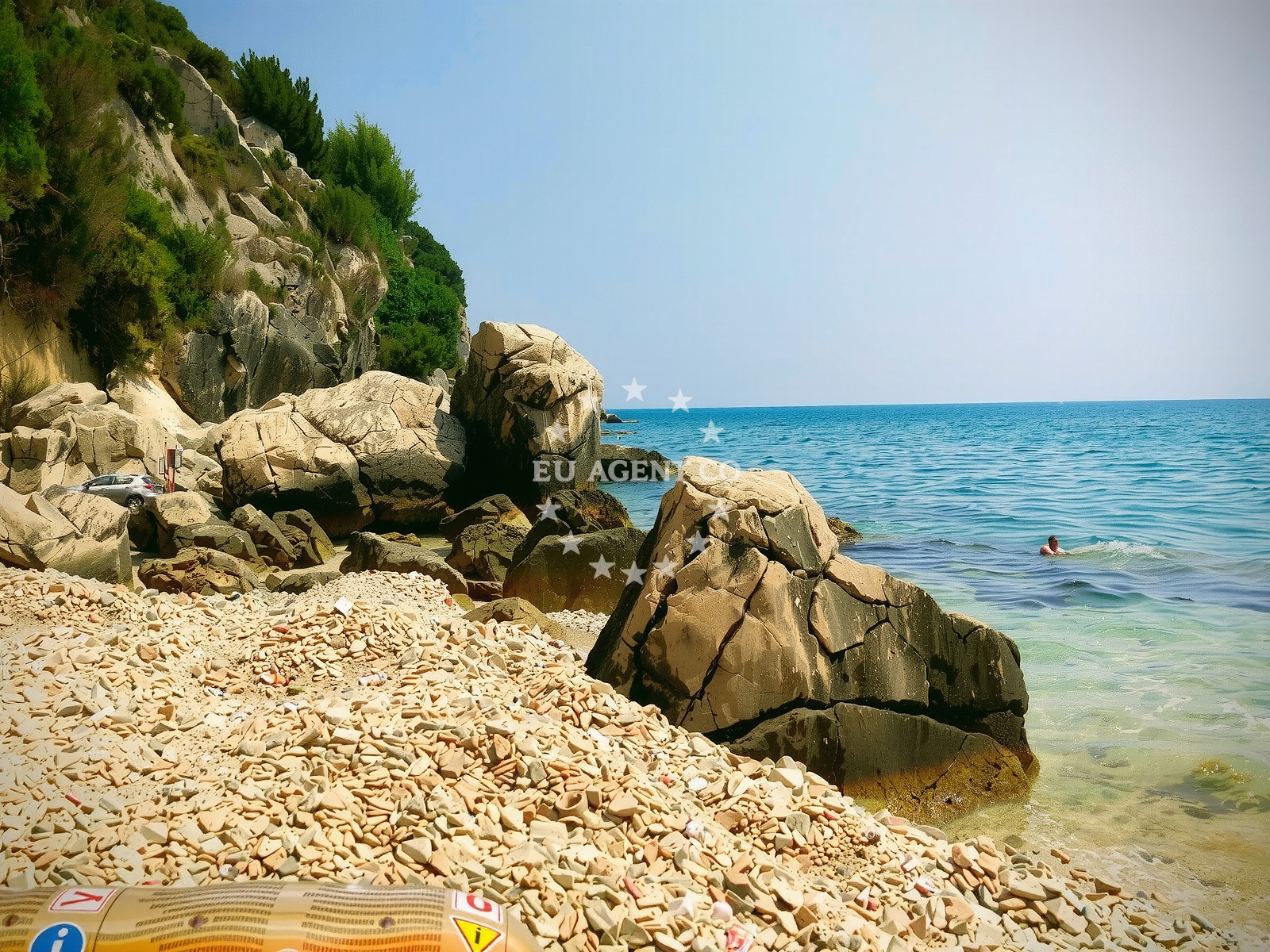 Shoreline and swimming area at West FKK in Donja Vala, Drvenik