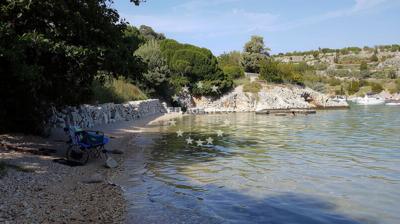 Sea and coastal view of Y beach in Bok od Brozica 100, Vrh, Krk
