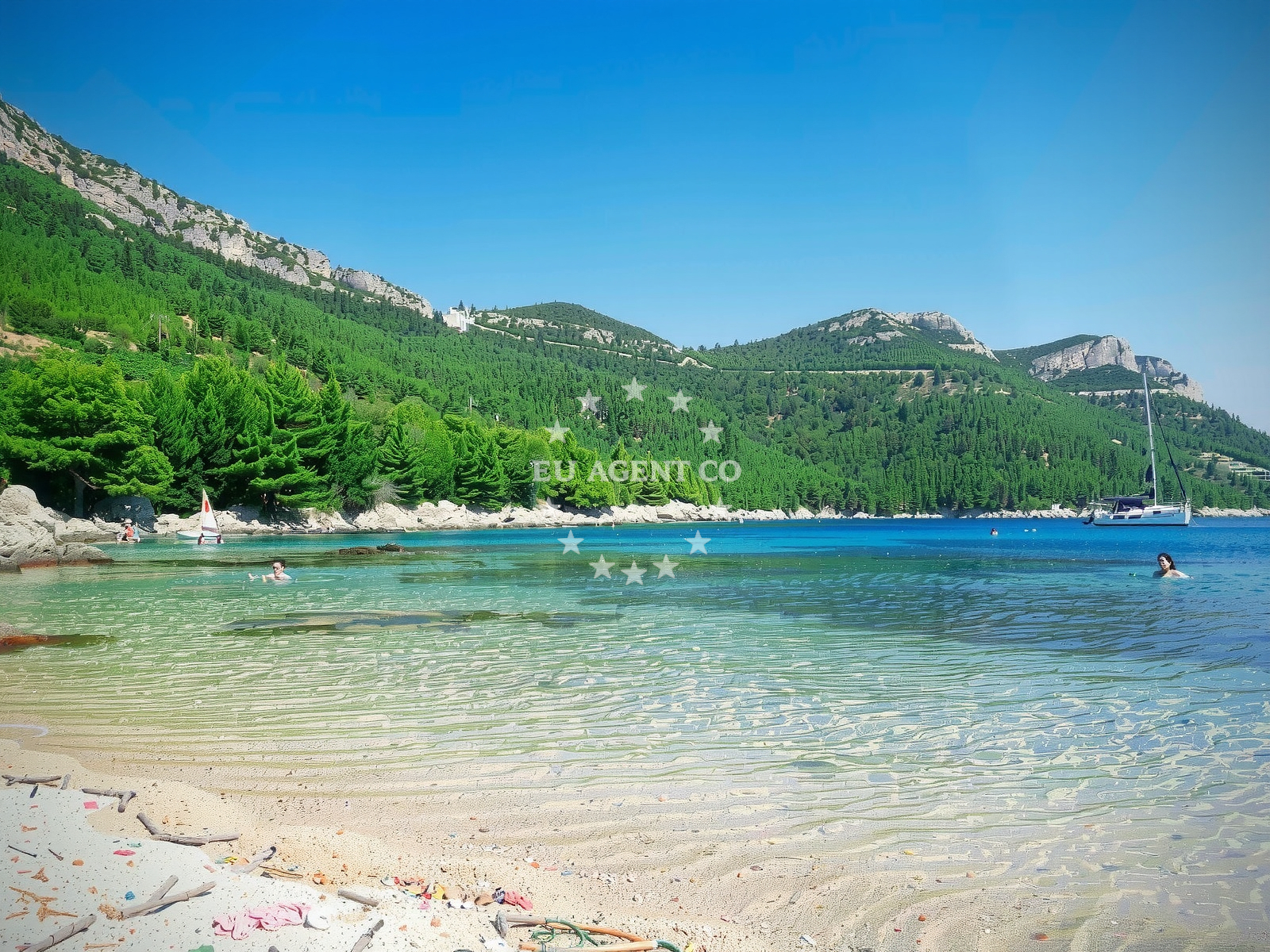 Shoreline and swimming area at Zaglavak beach in Janjina 5a, Janjina