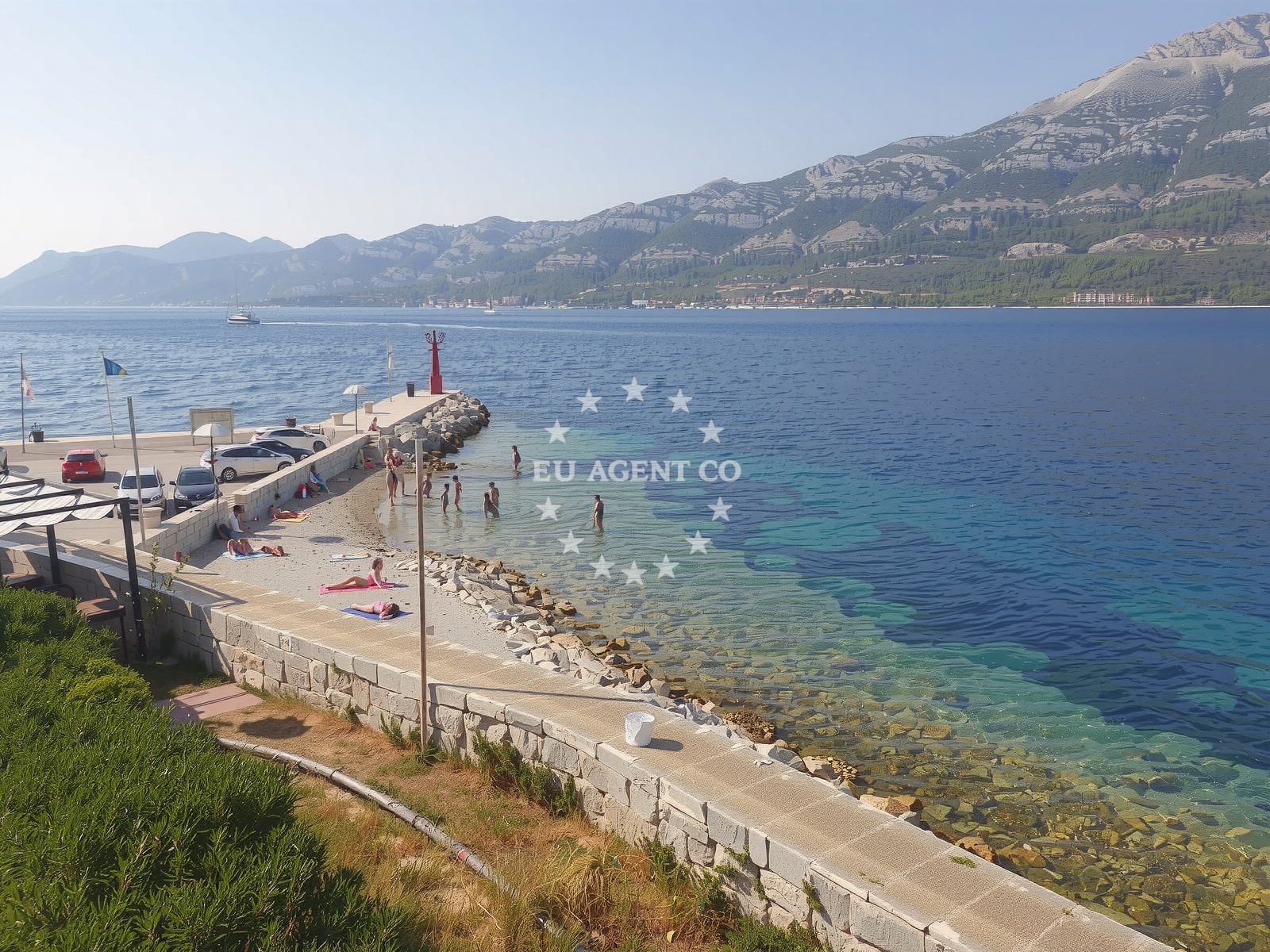 Shoreline and swimming area at Zakerjan Zrnovo beach in Ulica Plokata 19. travnja 1921. 15, Korčula