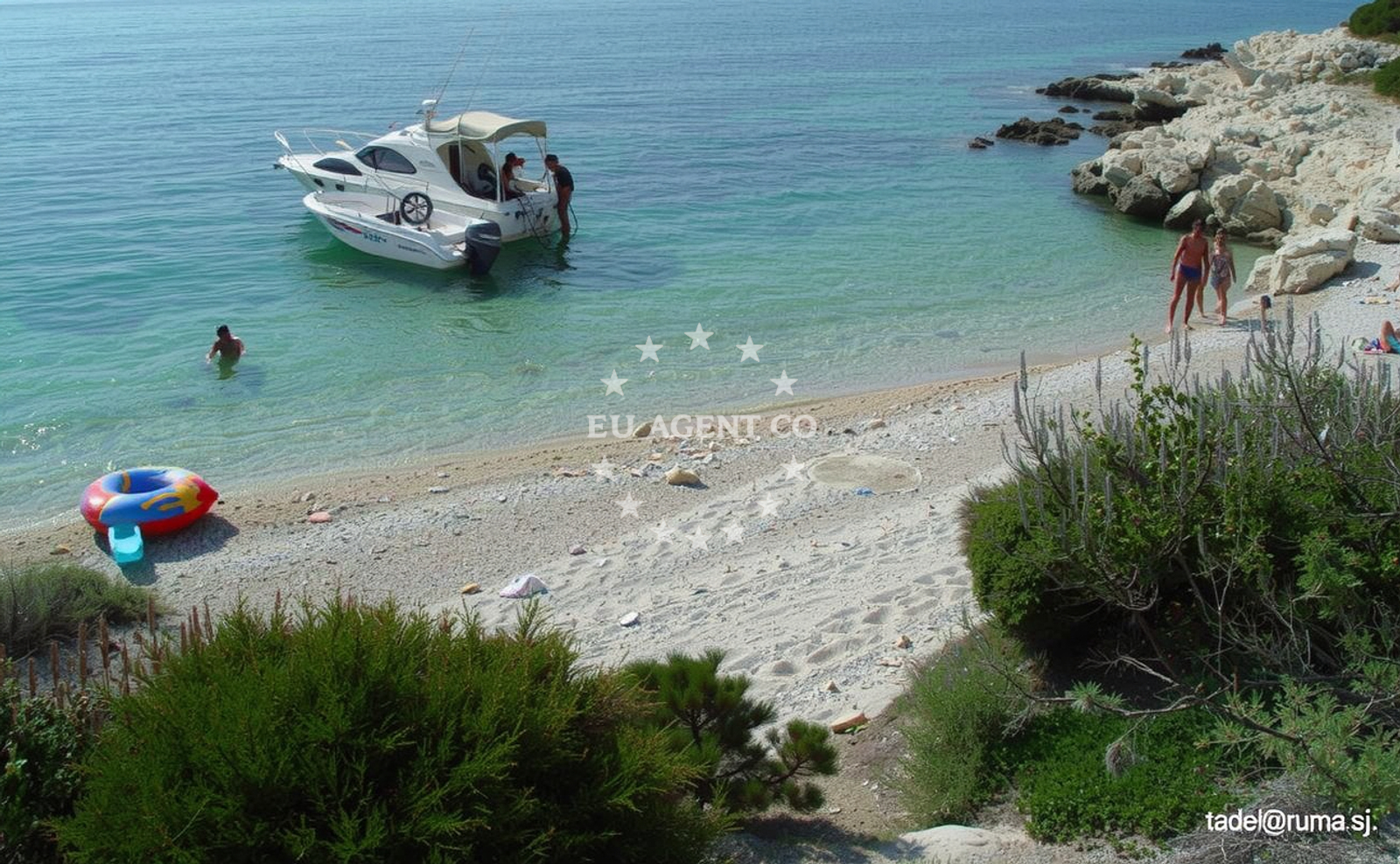 Shoreline and swimming area at Zal beach in Kamping Lopari, Nerezine