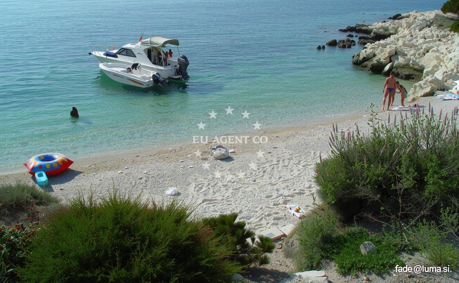 Beach facilities and surroundings at Zal beach in Kamping Lopari, Nerezine