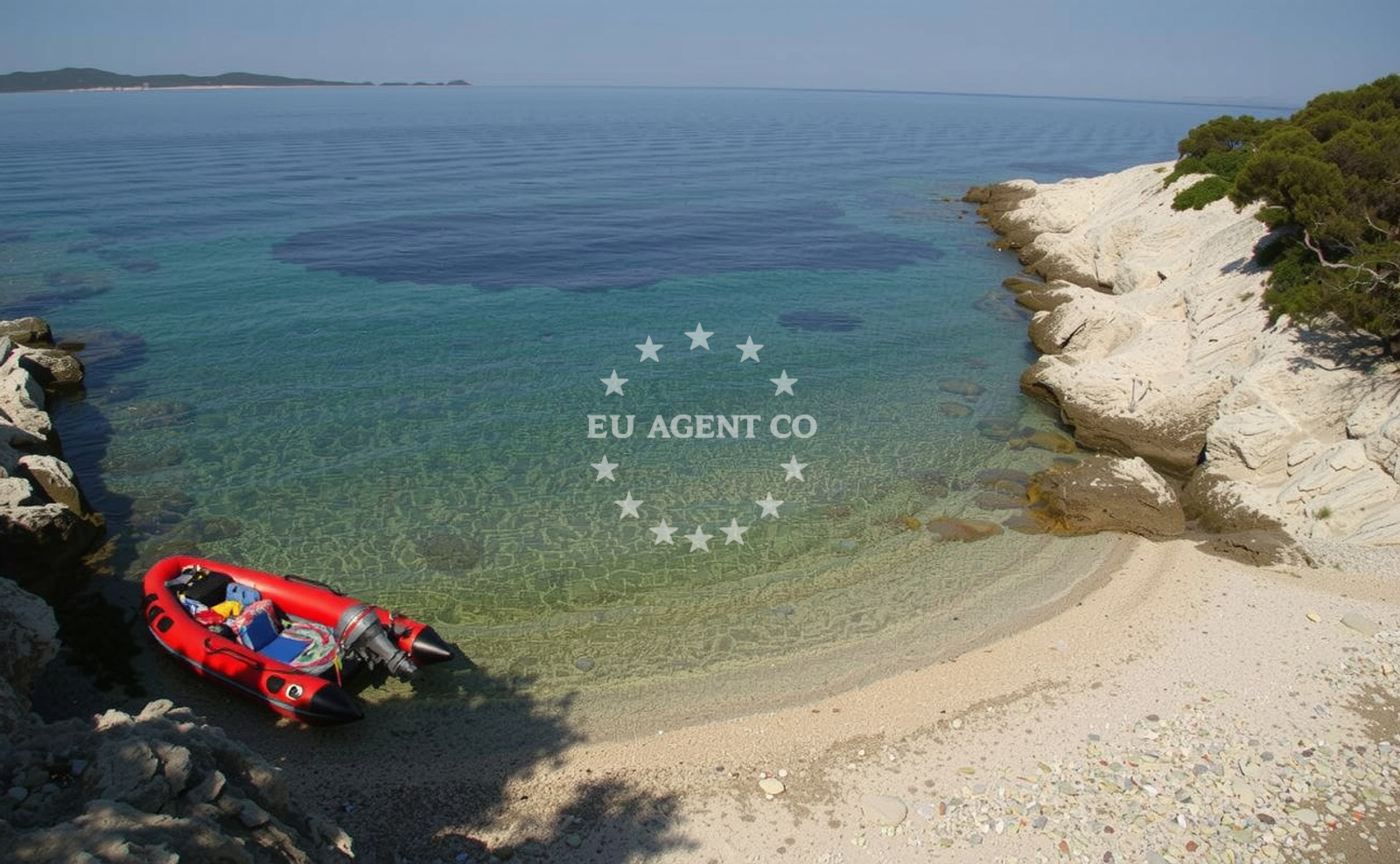 Sea and coastal view of Zal beach II in Kamping Lopari, Nerezine