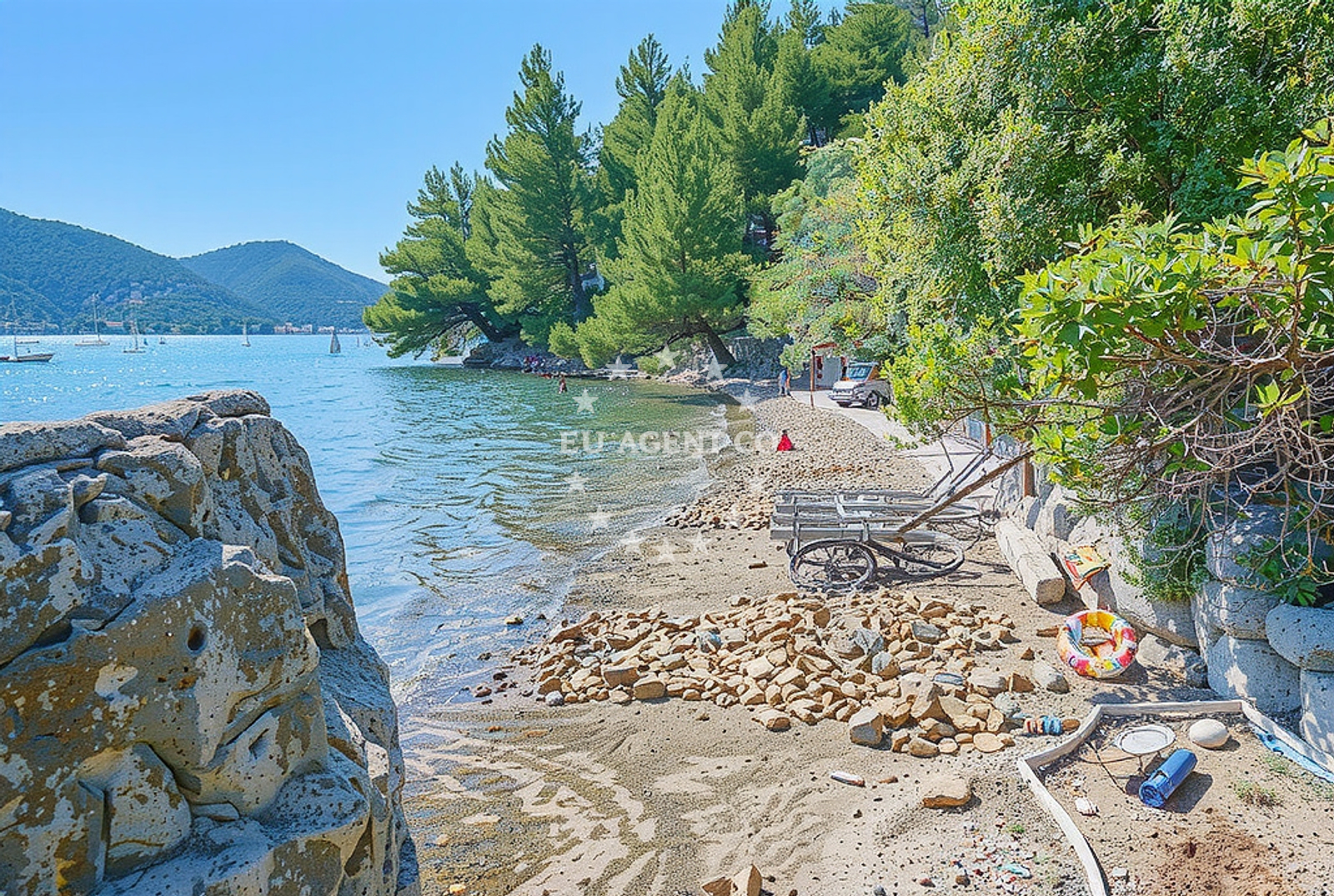 Sea and coastal view of Zamaslina: beaches and coves (1) in Zamaslina