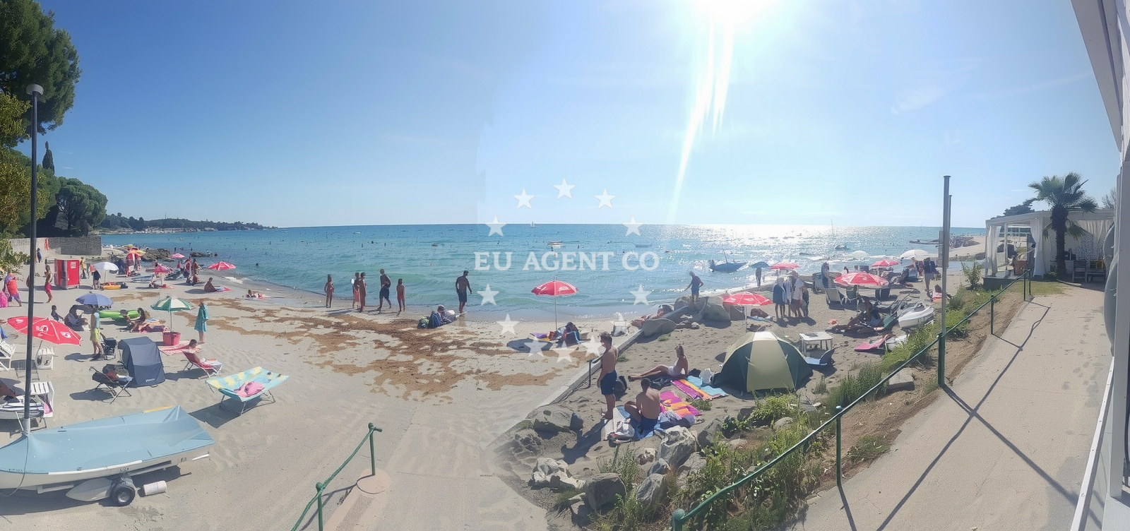 Beach facilities and surroundings at Zambratija beach in , Zambratija