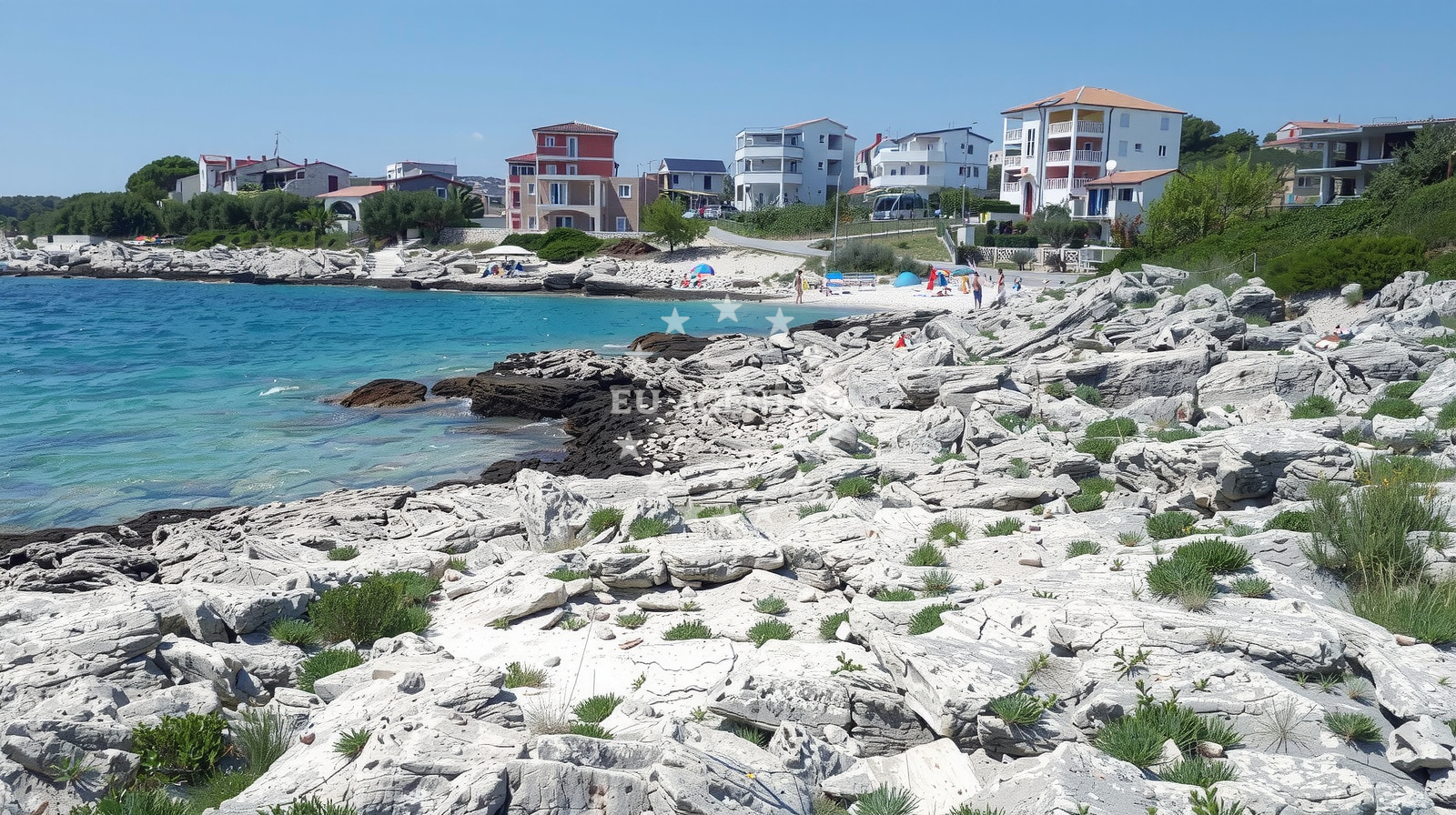 Sea and coastal view of Zecevo beach in 2 Rtić, Zečevo