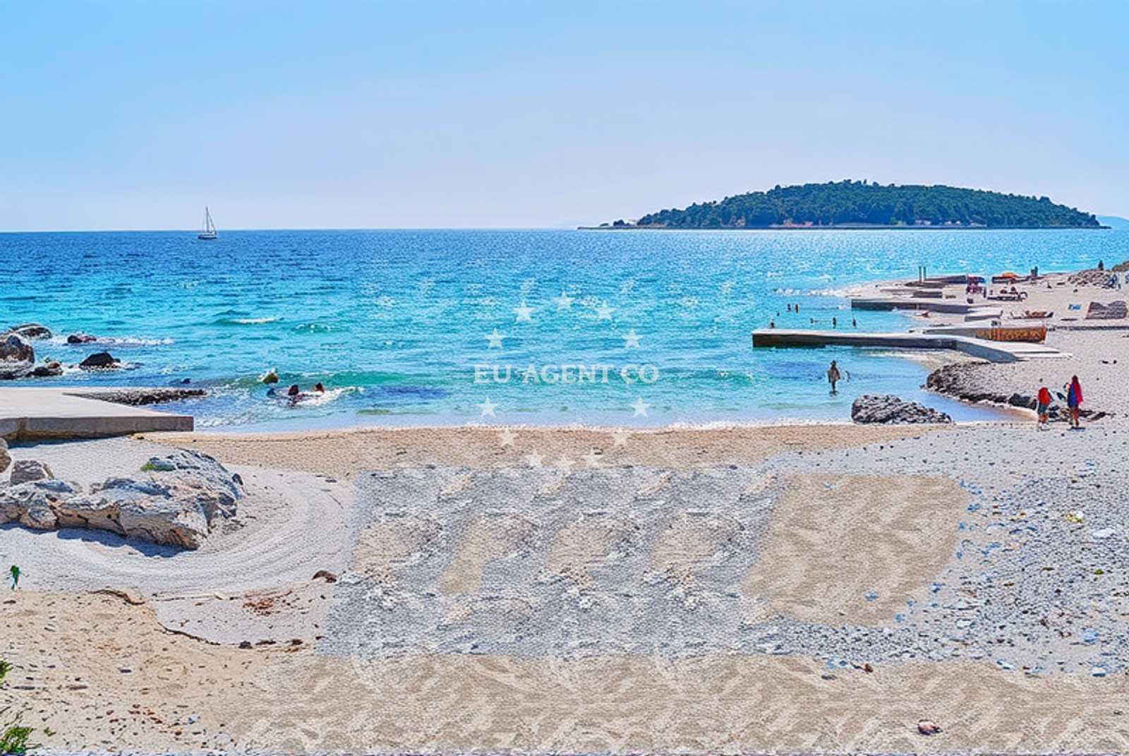 Sea and coastal view of Zecevo beach II in 2 Rtić, Zečevo