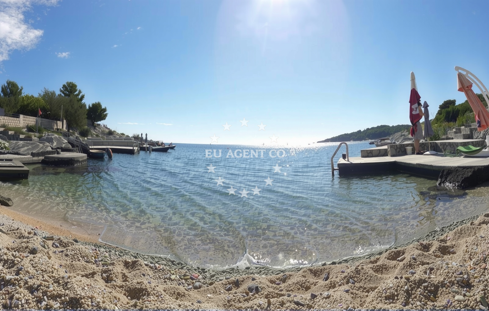 Sea and coastal view of Zecevo beach III in 2 Rtić, Zečevo