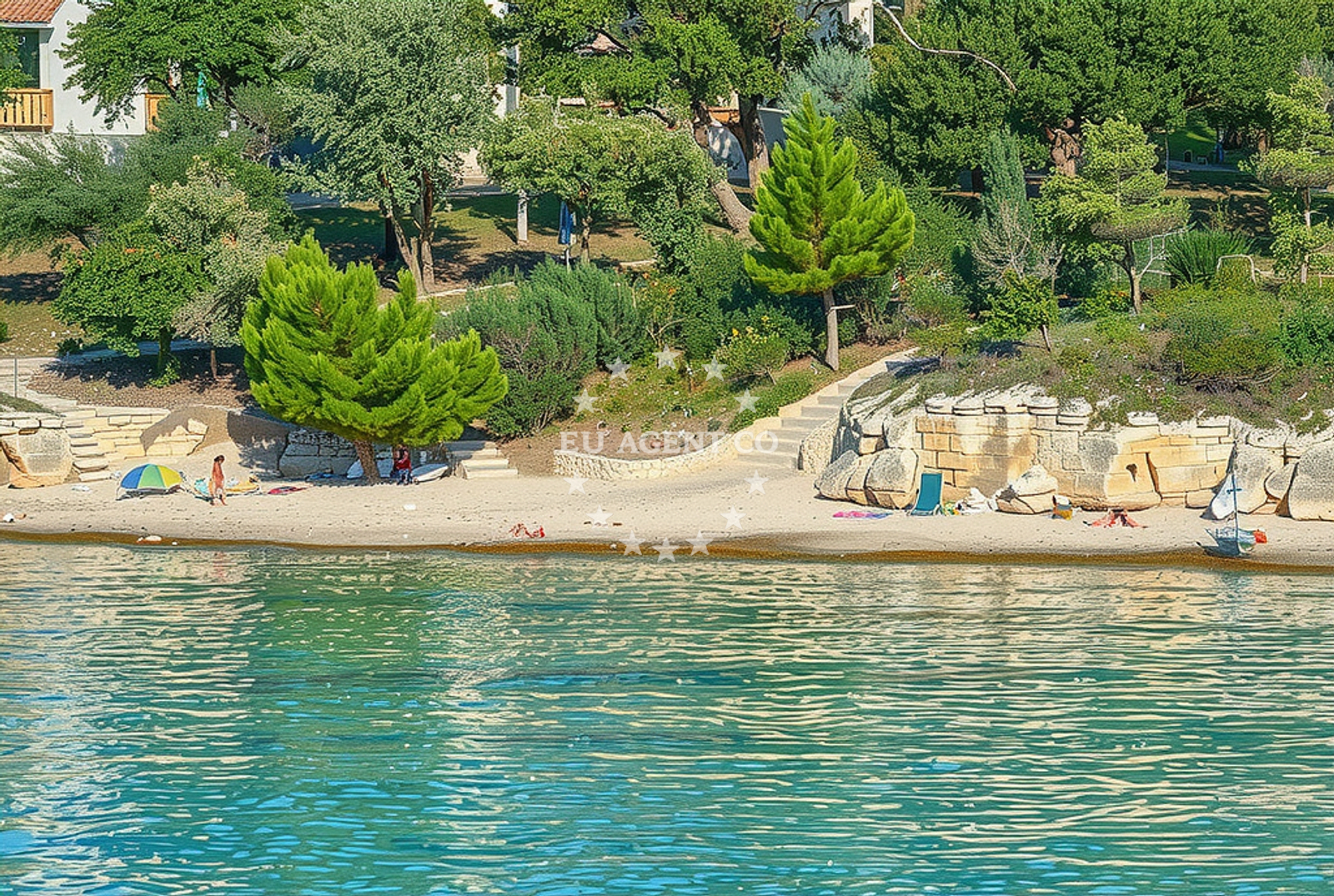 Shoreline and swimming area at Zlatne stijene (dog beach), Pula in Zlatne stijene (plaža za pse)