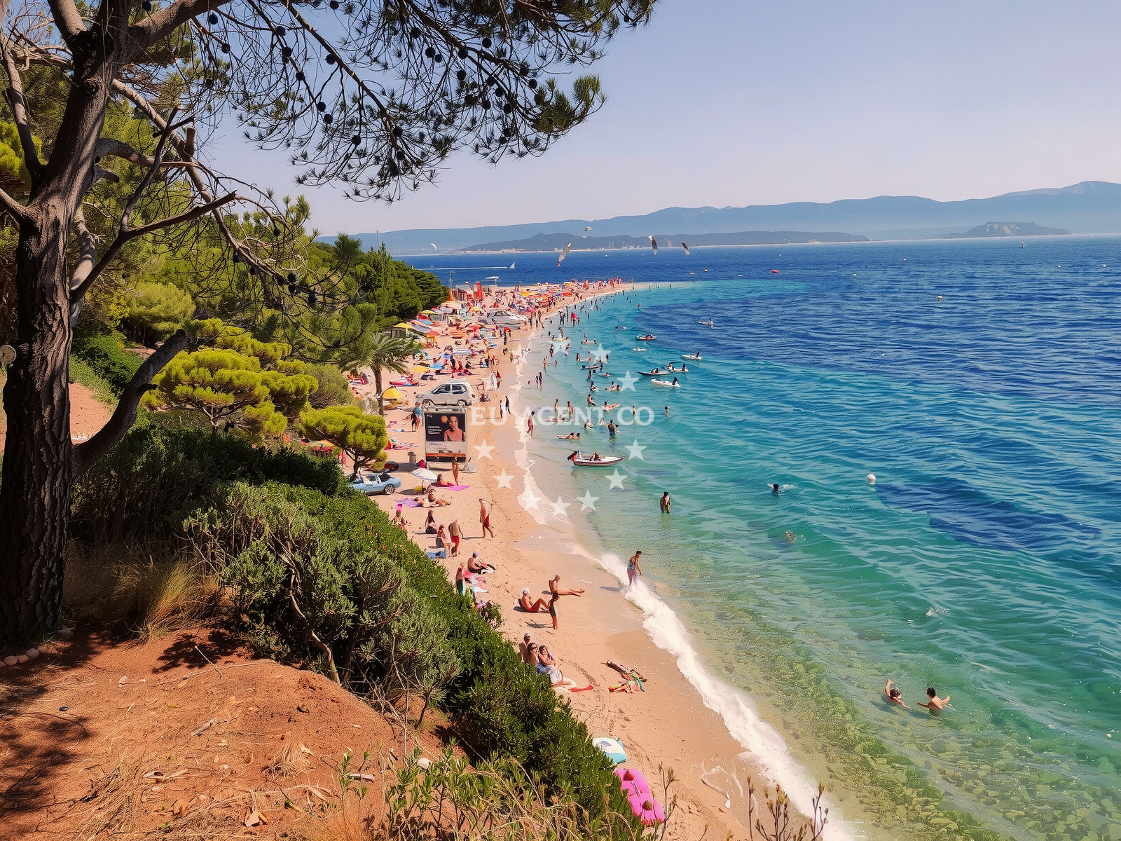 Shoreline and swimming area at Zlatni rat beach in Put Zlatnog Rata 64, Bol