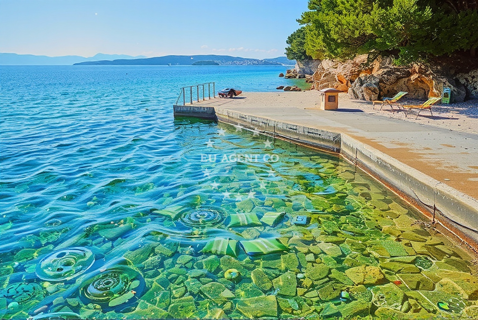 Beach facilities and surroundings at Zubizemlja, Punat (Krk) in Zubizemlja