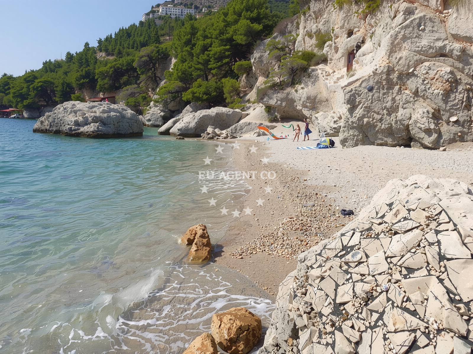 Shoreline and swimming area at Zuljana II beach in , Žuljana