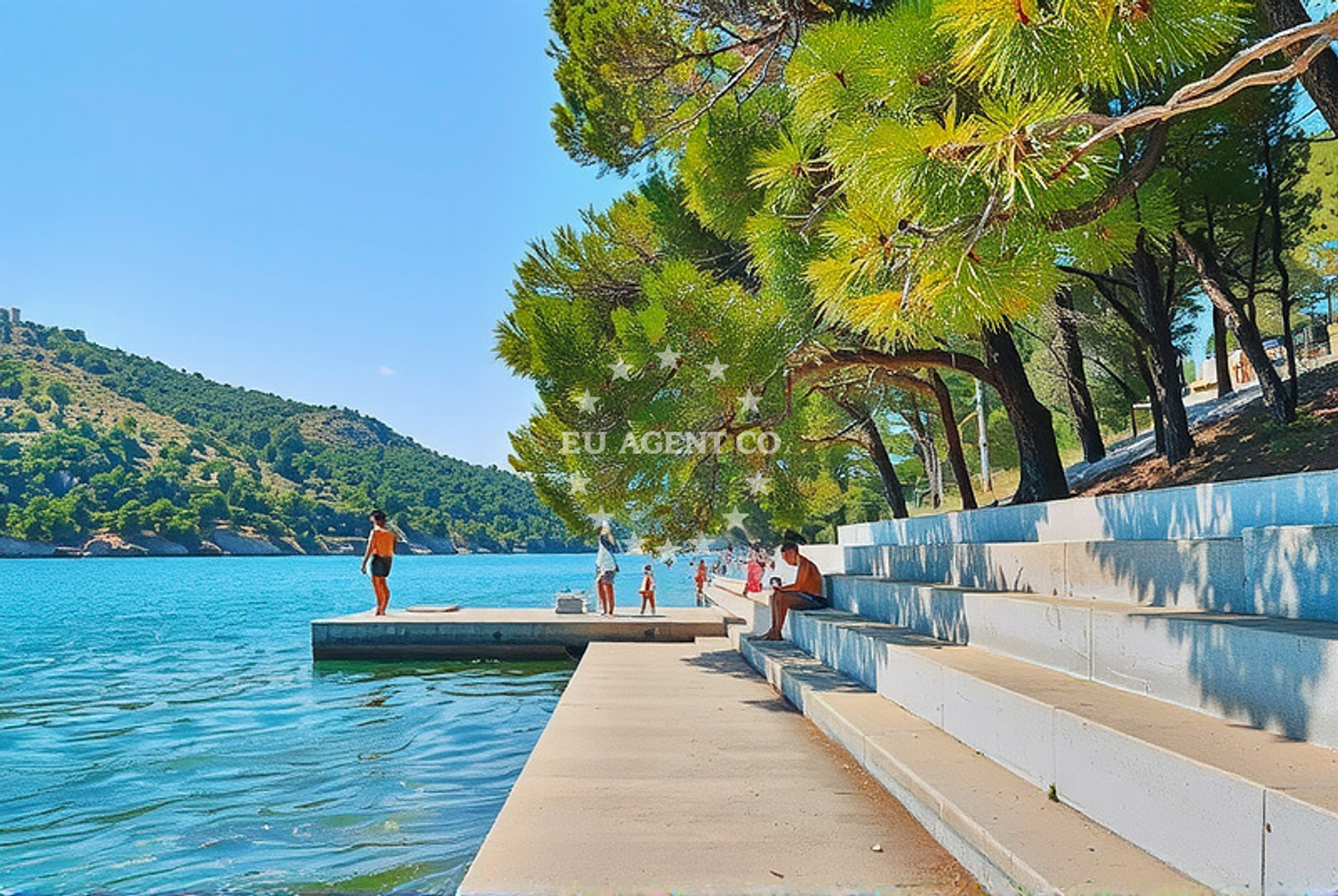 Beach facilities and surroundings at Zvizda, Zaton (Šibenik) in Zvizda