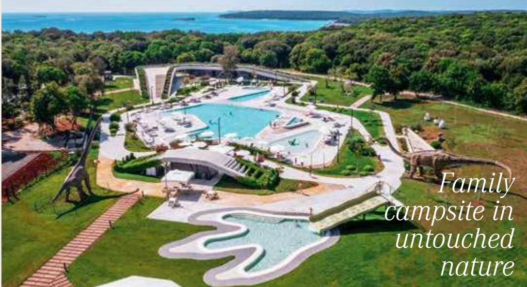 Located between Pula and Rovinj in Istria, only 6 kilometers from the center of the medieval town of Bale, the campsite offers a relaxing experience of untouched and unspoiled surroundings, set deep in the shade of oak and pine trees that extend all the way to the 9 kilometers long pebbly and rocky beach.