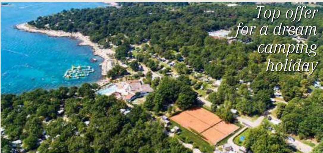 Camping Bijela Uvala in Zelena Resort Plava Laguna with swimming pools, sports facilities, and proximity to Poreč