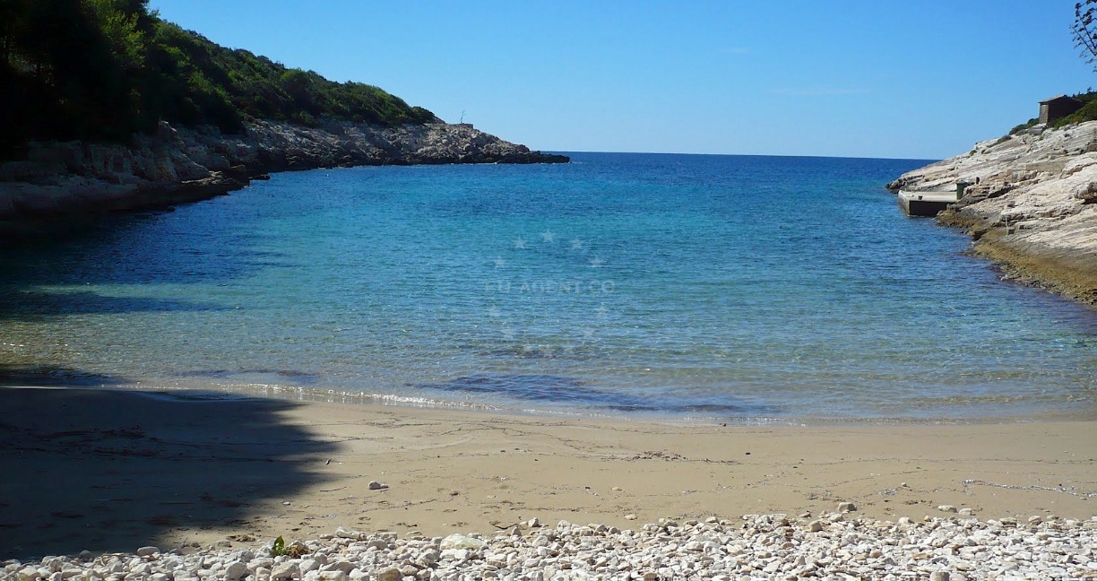 Concrete quay on Bisevo Island, Central Dalmatia, Croatia with Adriatic Sea views