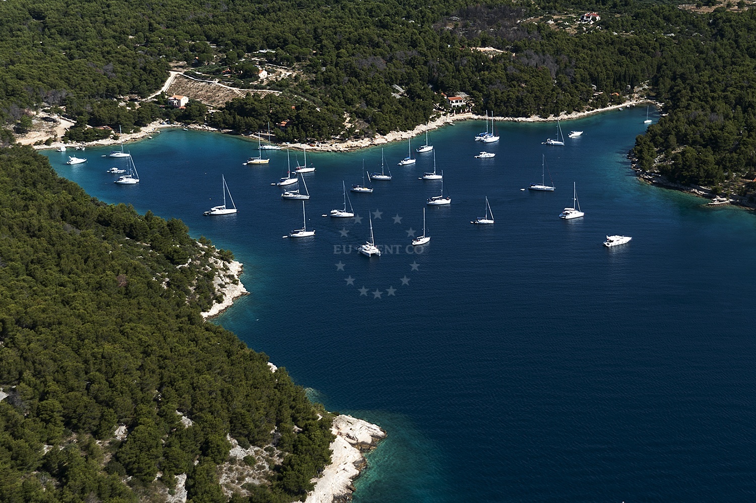 Konoba Familja buoy field in Lucice Bay, Brac, Croatia