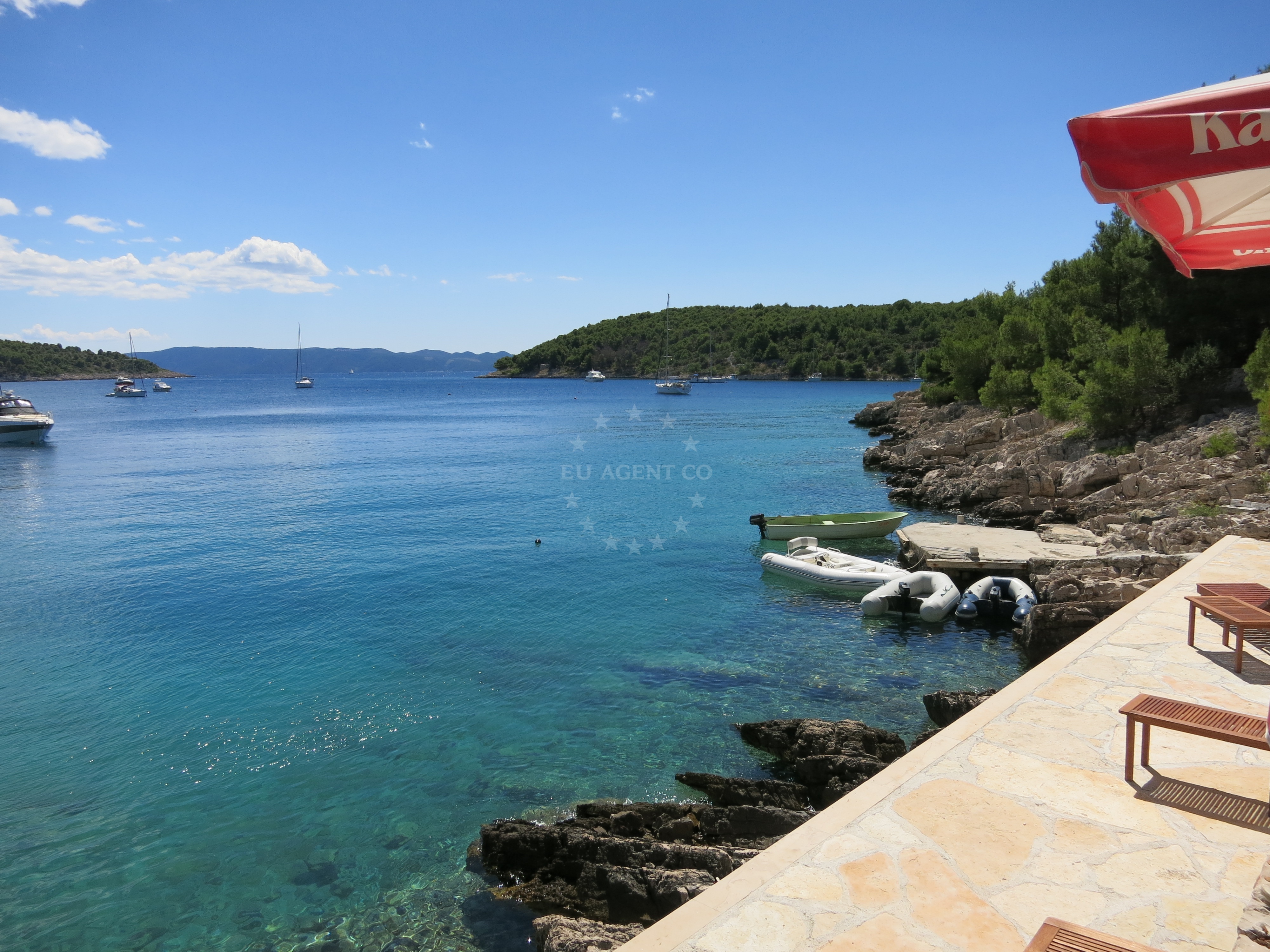 View of Lučice Bay with Konoba Lucice buoy field, Brač