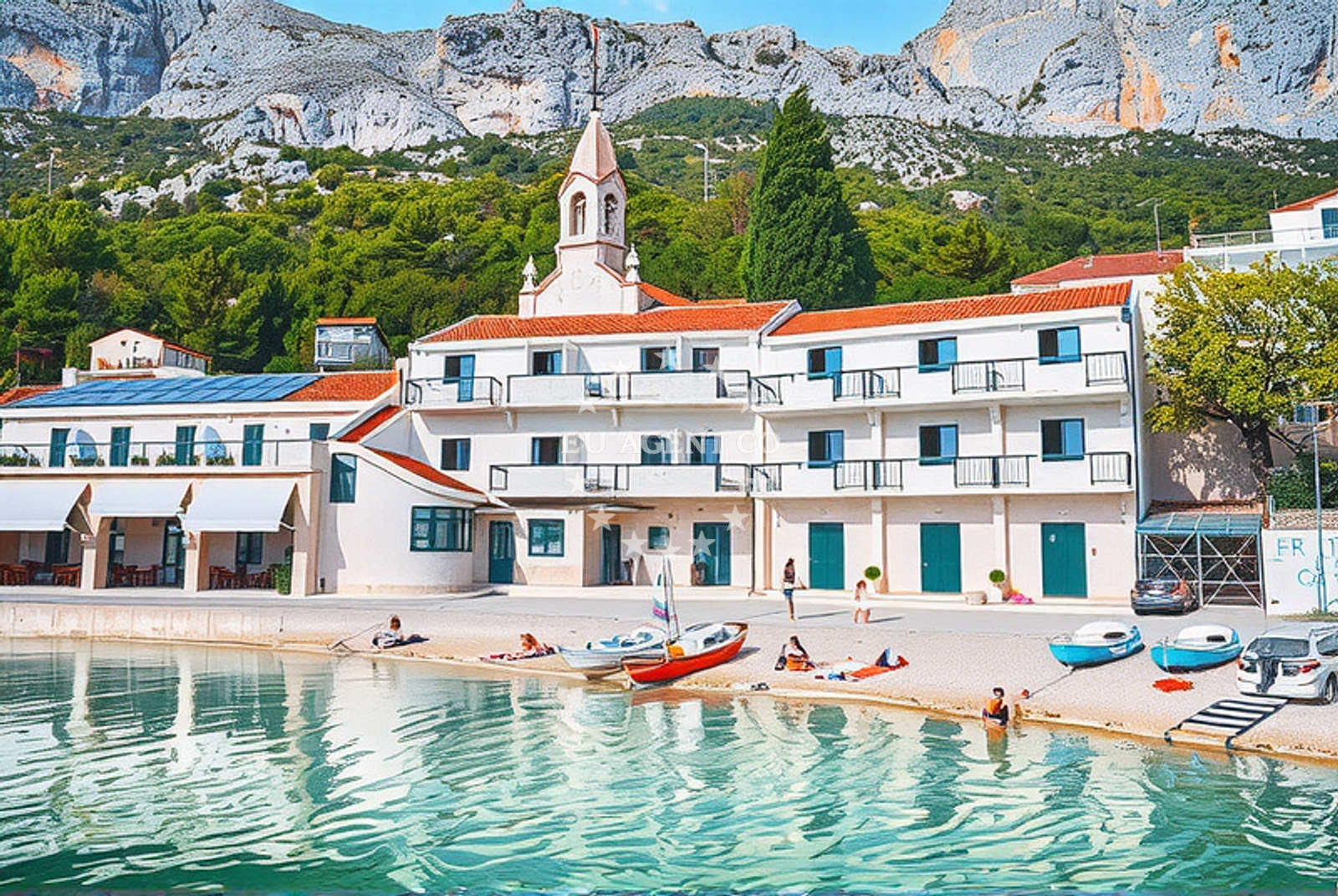 Brist Jetty in Central Dalmatia, Croatia with Adriatic Sea view