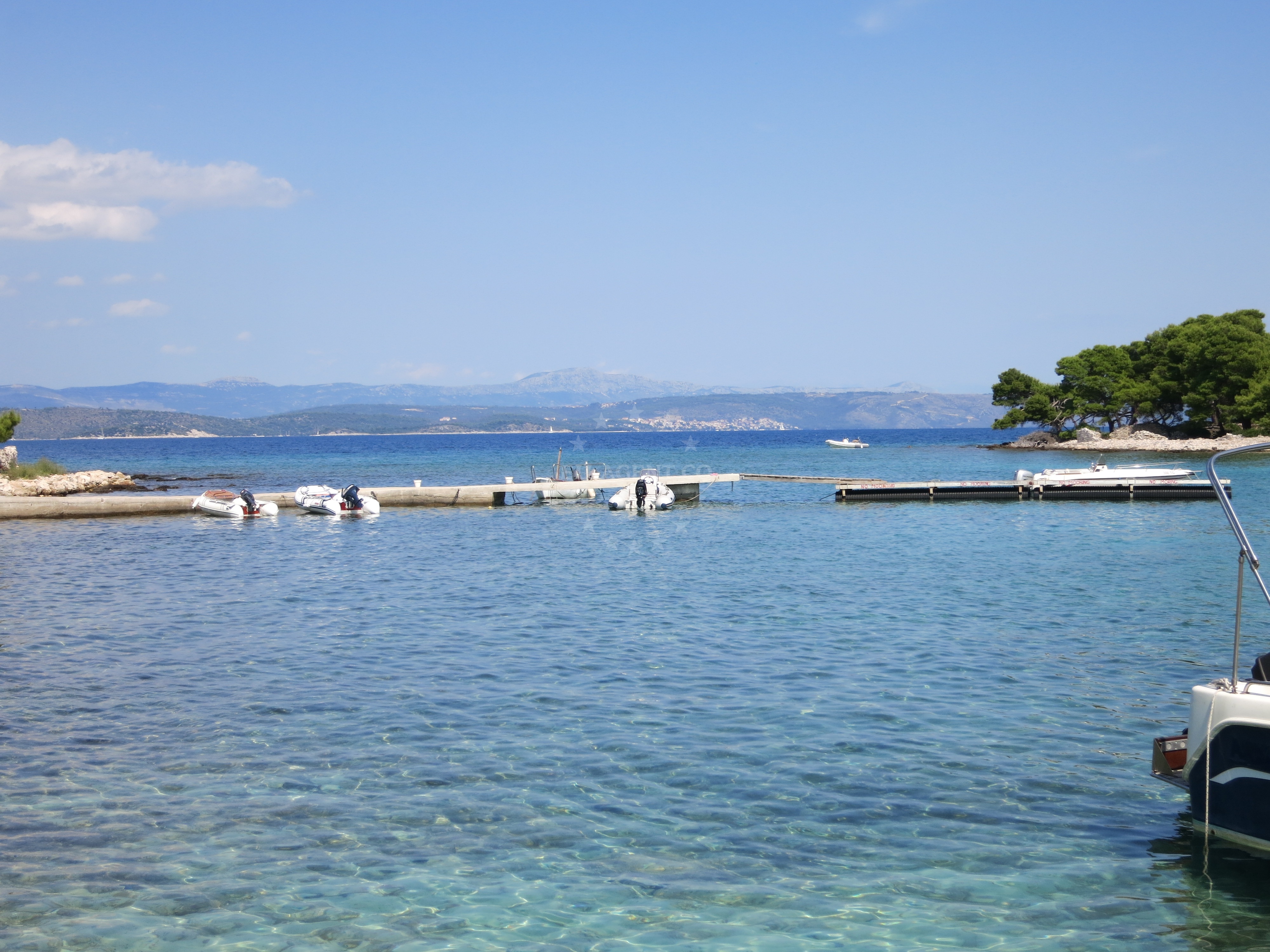 Jetty on Drvenik Veli Island, Central Dalmatia, Croatia with views of Krknjaši Bay