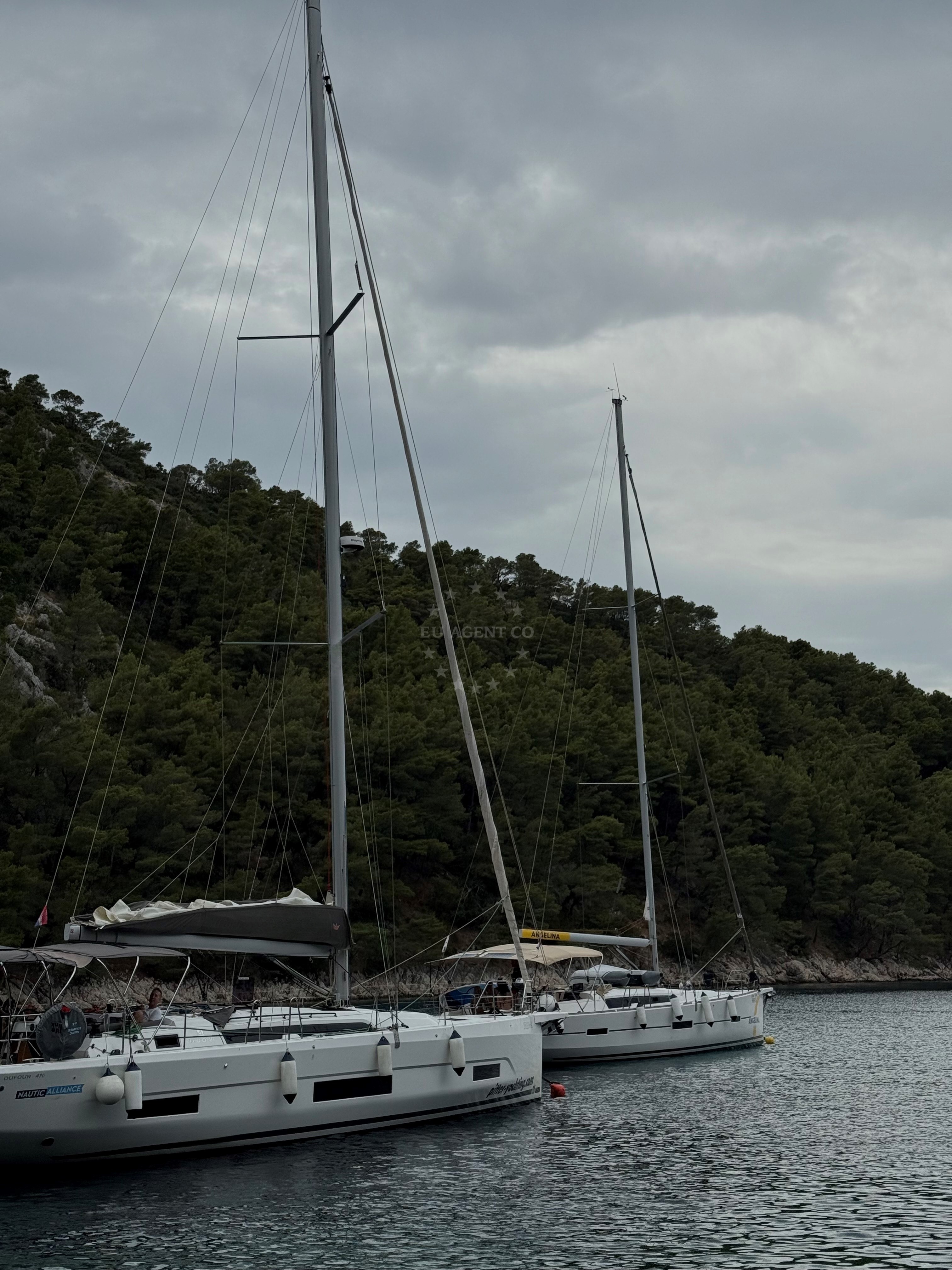 Nautical view of Konoba Lučišće buoy field and surrounding coastline, Hvar