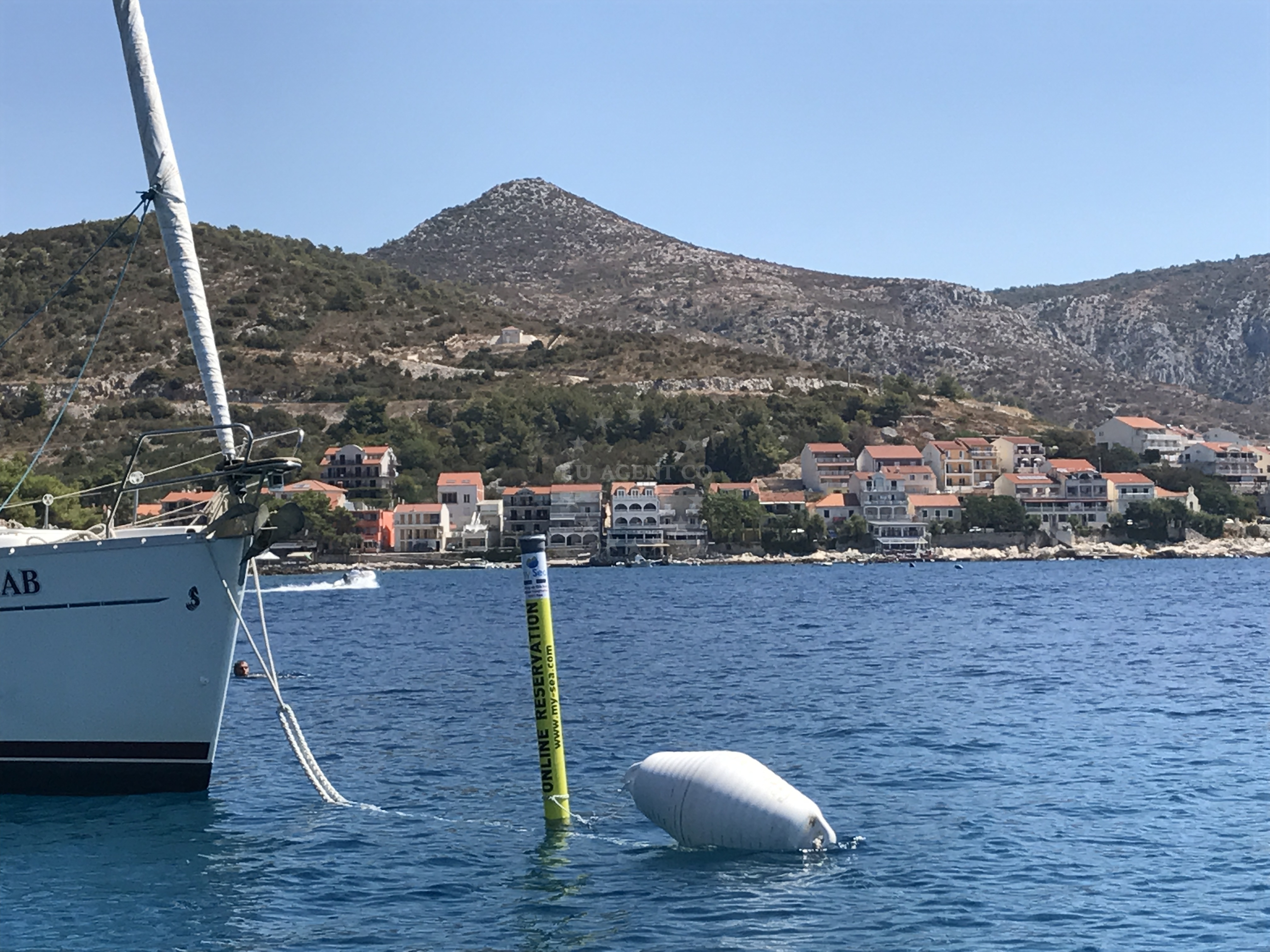 Coastal view near Borce bay buoy field mooring location in Milna on the island Hvar, Croatia