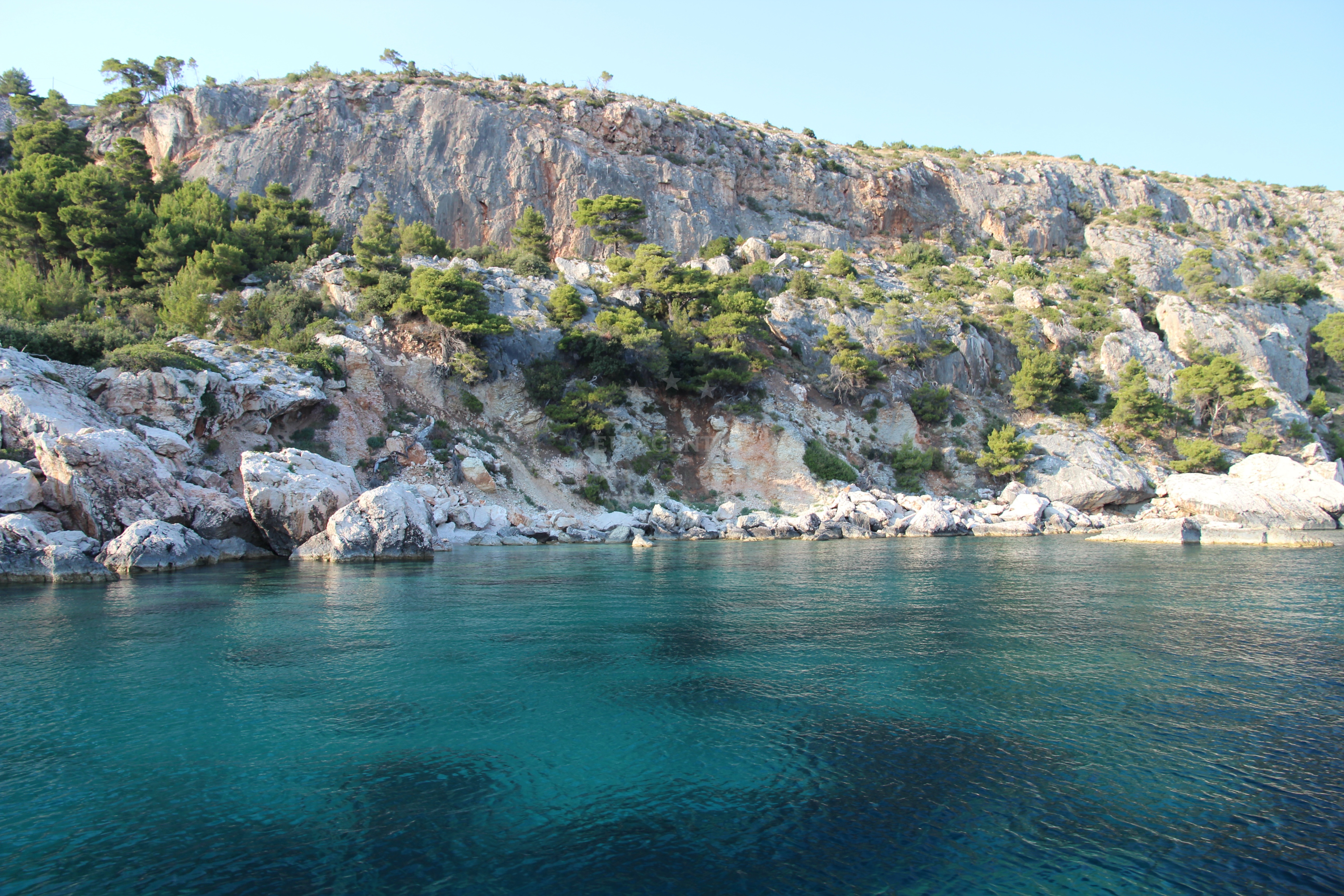 Coastal view near Borce bay buoy field mooring location in Milna on the island Hvar, Croatia