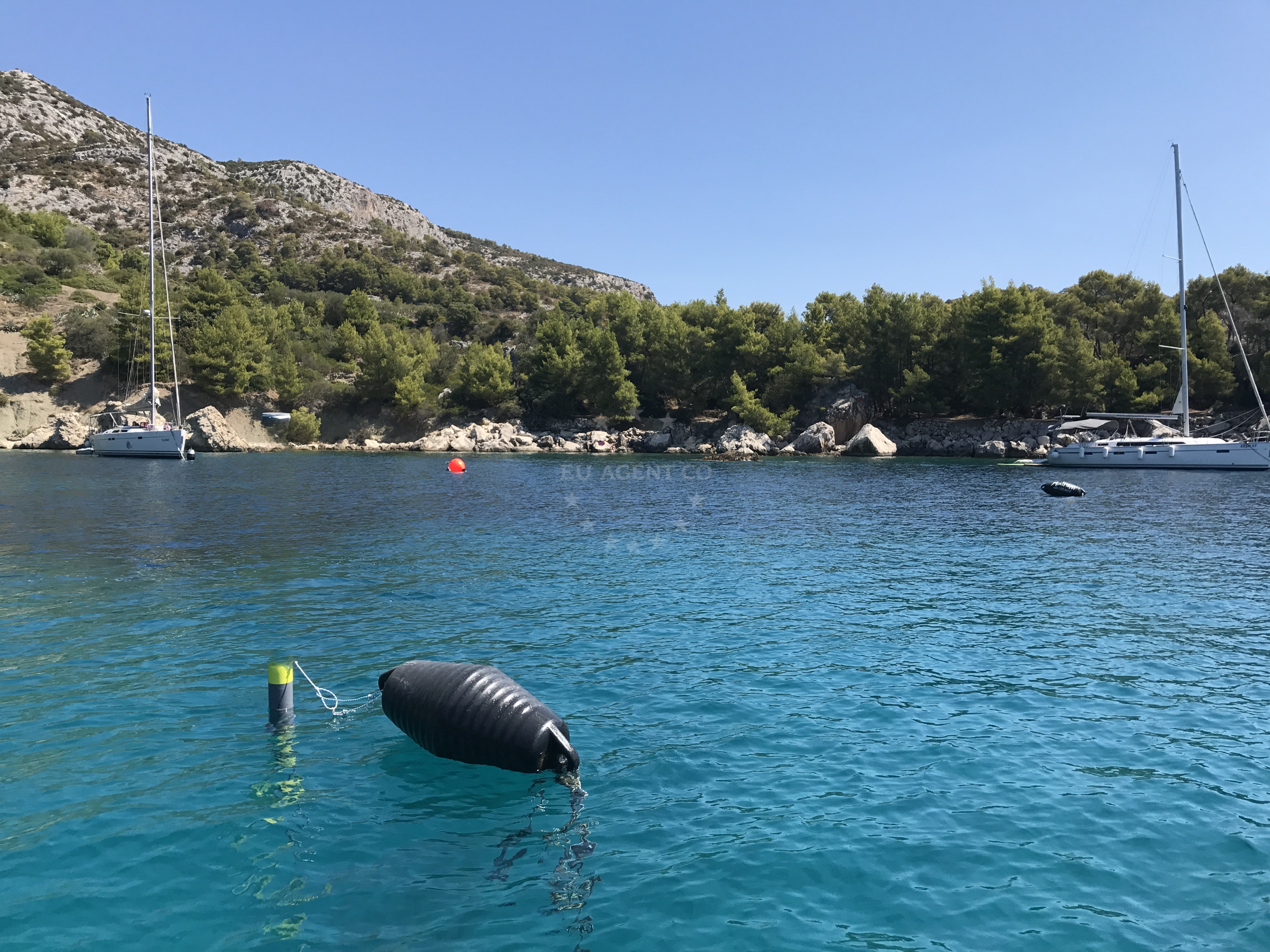 Coastal view near Borce bay buoy field mooring location in Milna on the island Hvar, Croatia