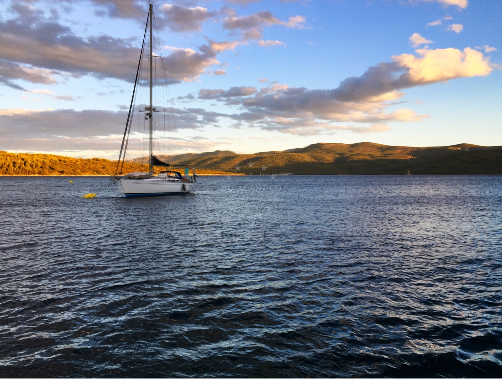 Buoy field in Stari Grad, Hvar, Croatia with nearby Tiha Bay
