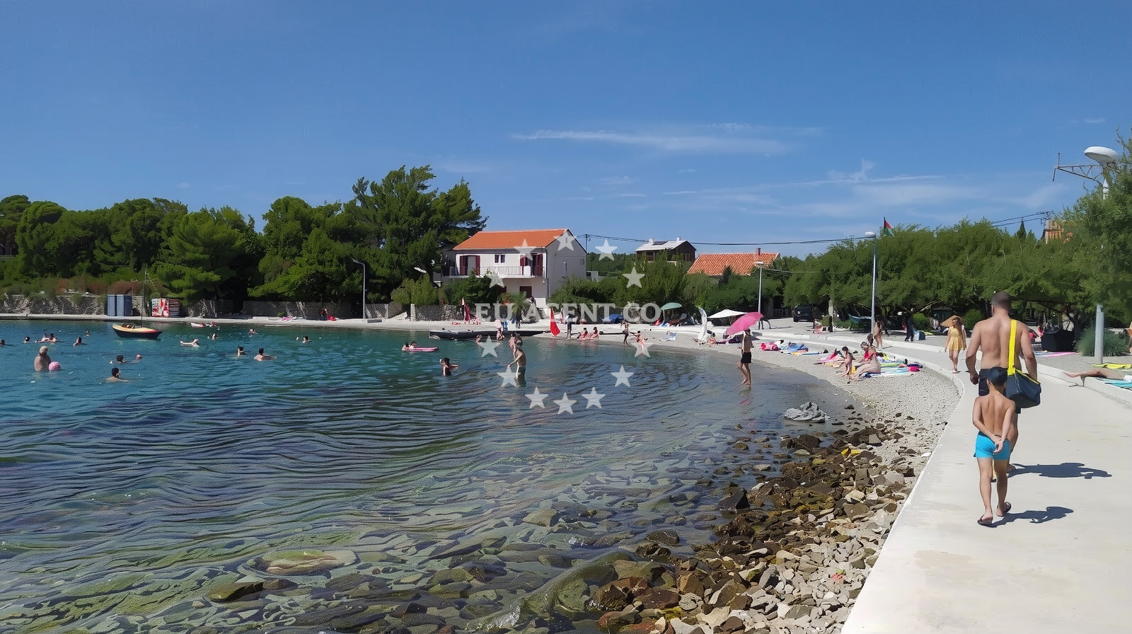 Sućuraj Harbour with boats and local restaurants nearby