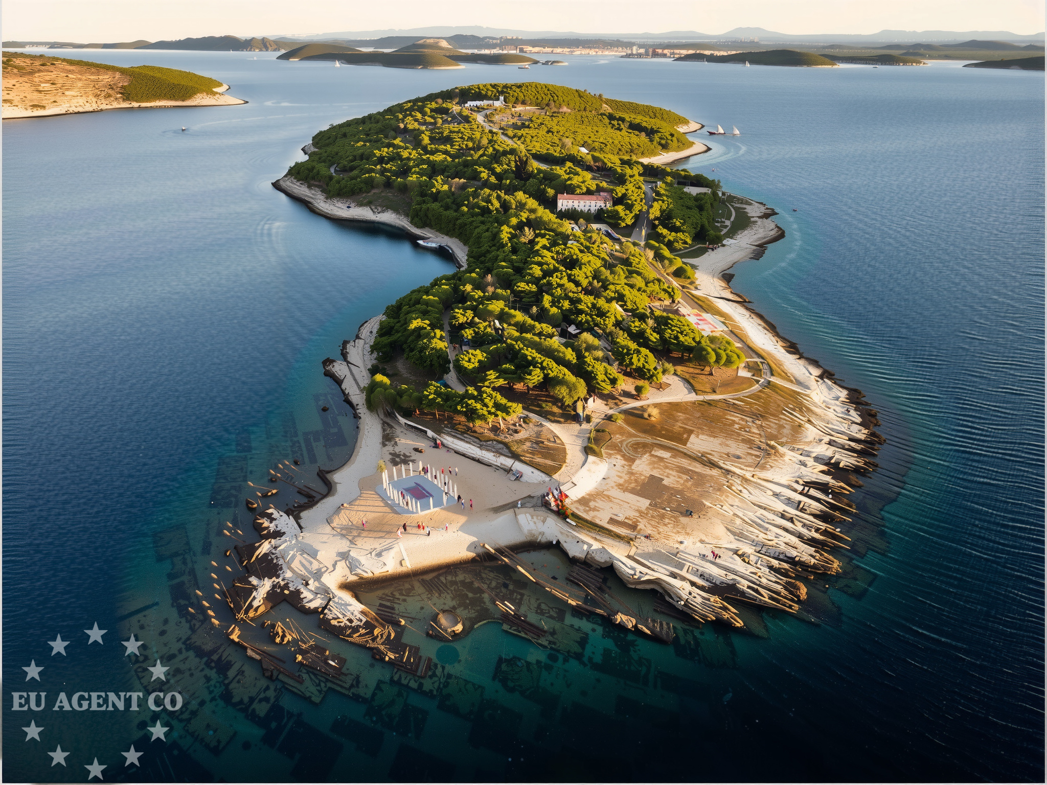 View of the jetty on Obonjan Island against the Adriatic Sea