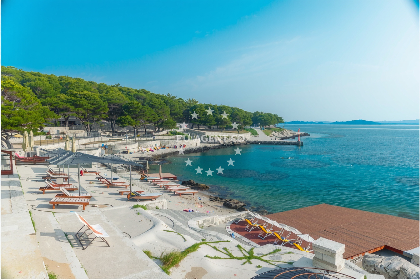 Obonjan N Quay with yacht mooring and path to youth pavilion