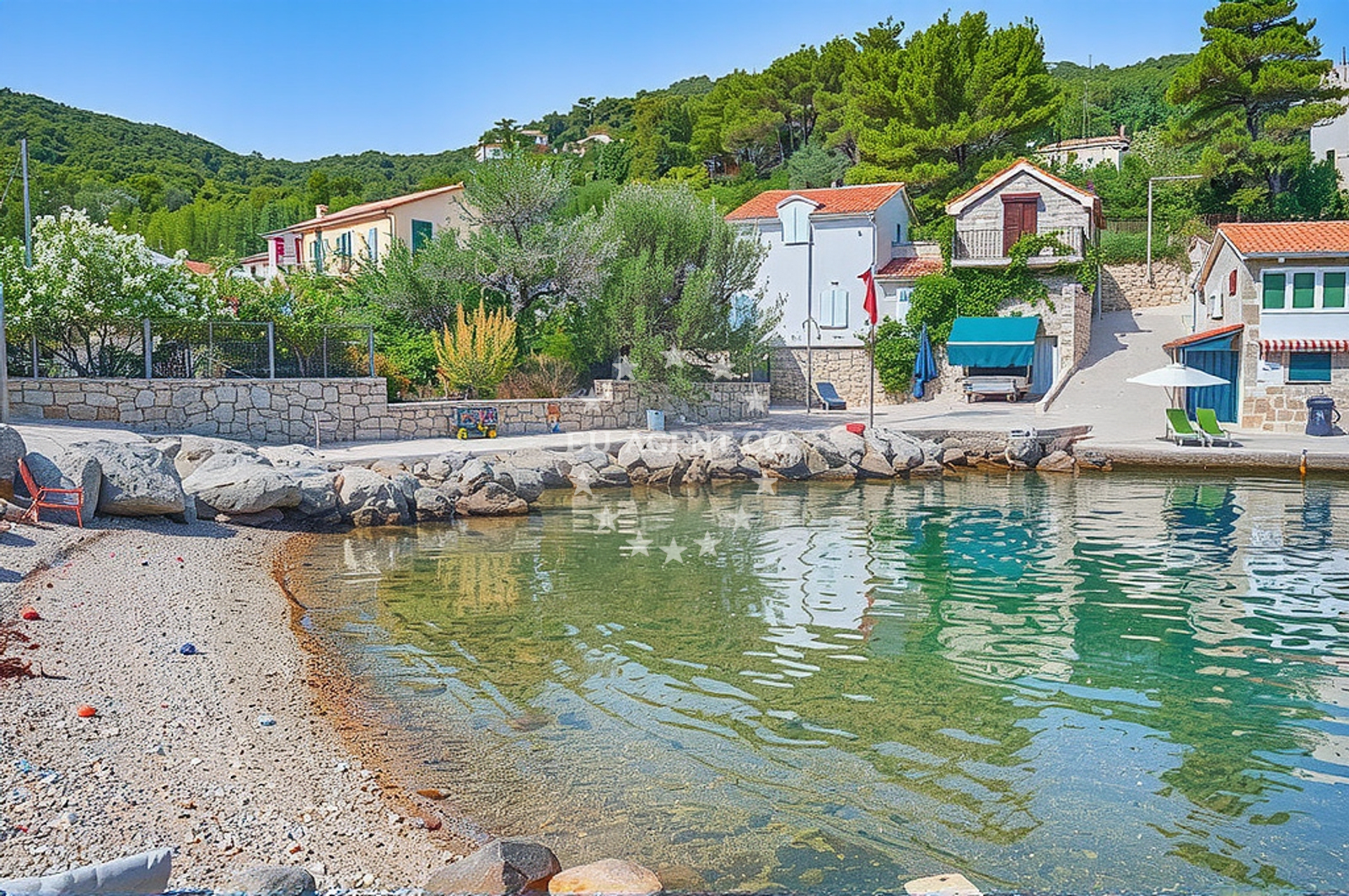 Coastal view of Šolta Island near Krusica Donja jetty